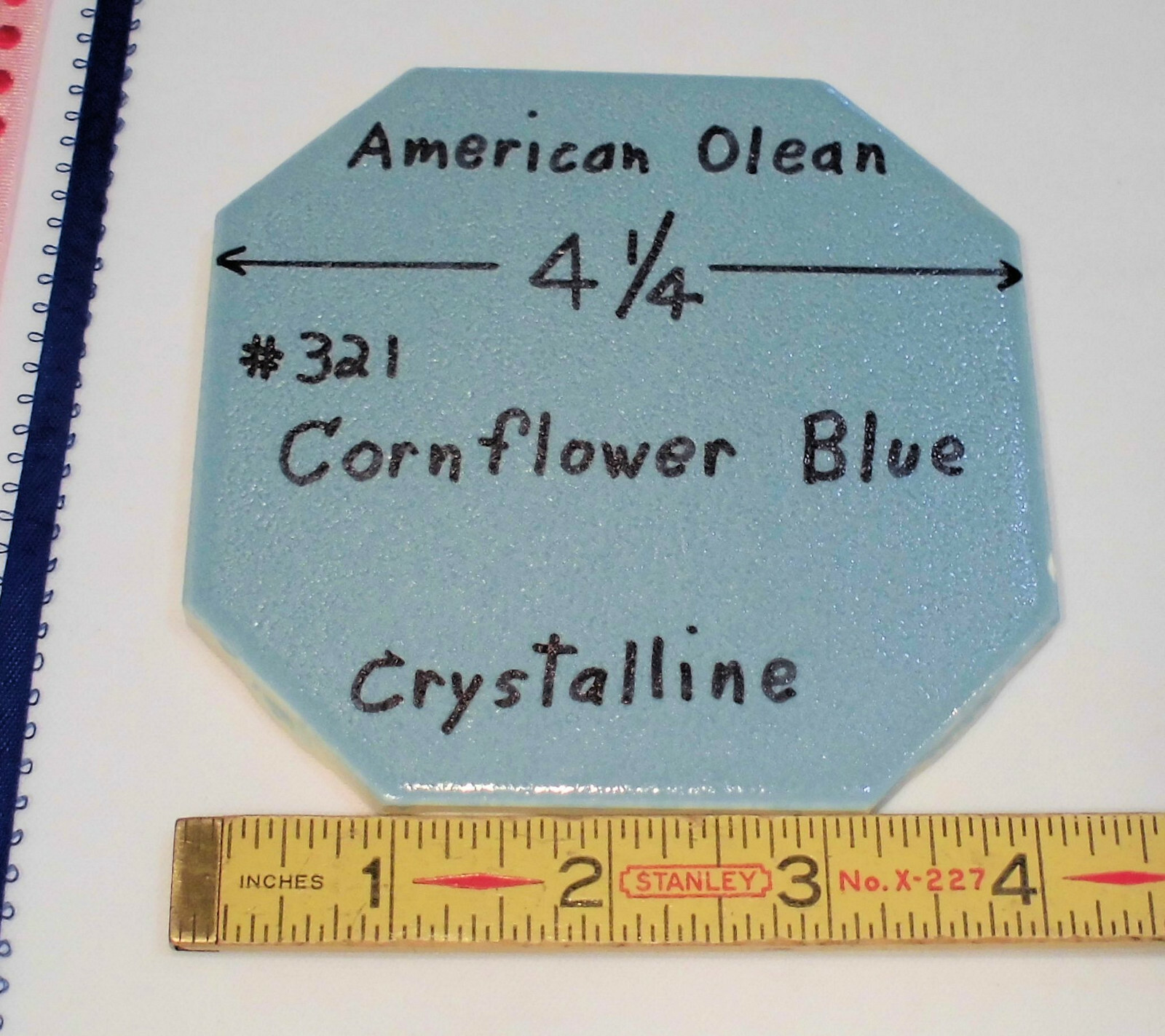 1 pc. Octagon Ceramic Tile 4-1/4″ *Cornflower Blue* Crystalline American Olean
