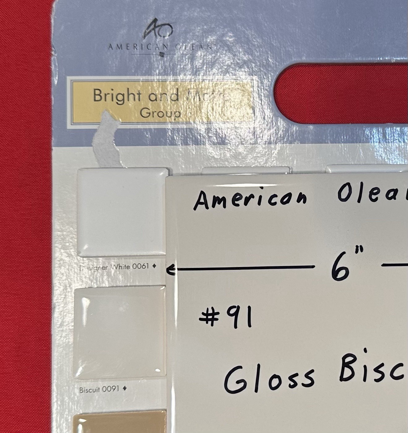 1 pc. 6″ X 6″ Gloss Biscuit: 6″ X 6″ Ceramic Tile #91 by American Olean, NEW