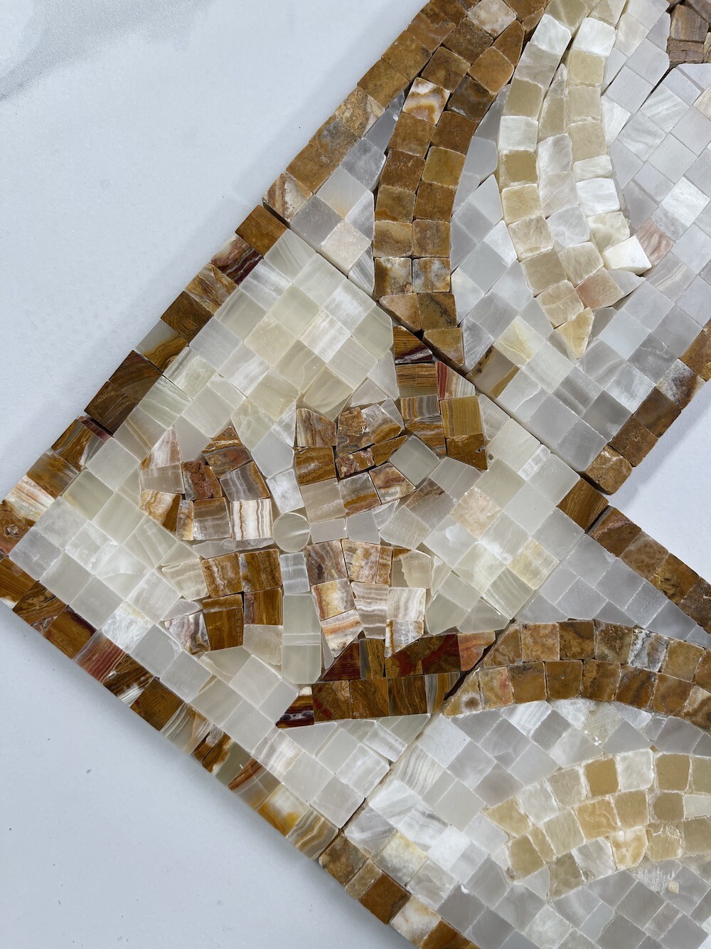B0059P Marble Mosaic Border Listello Accent Tile Clover Onyx 4.7×12 Polished