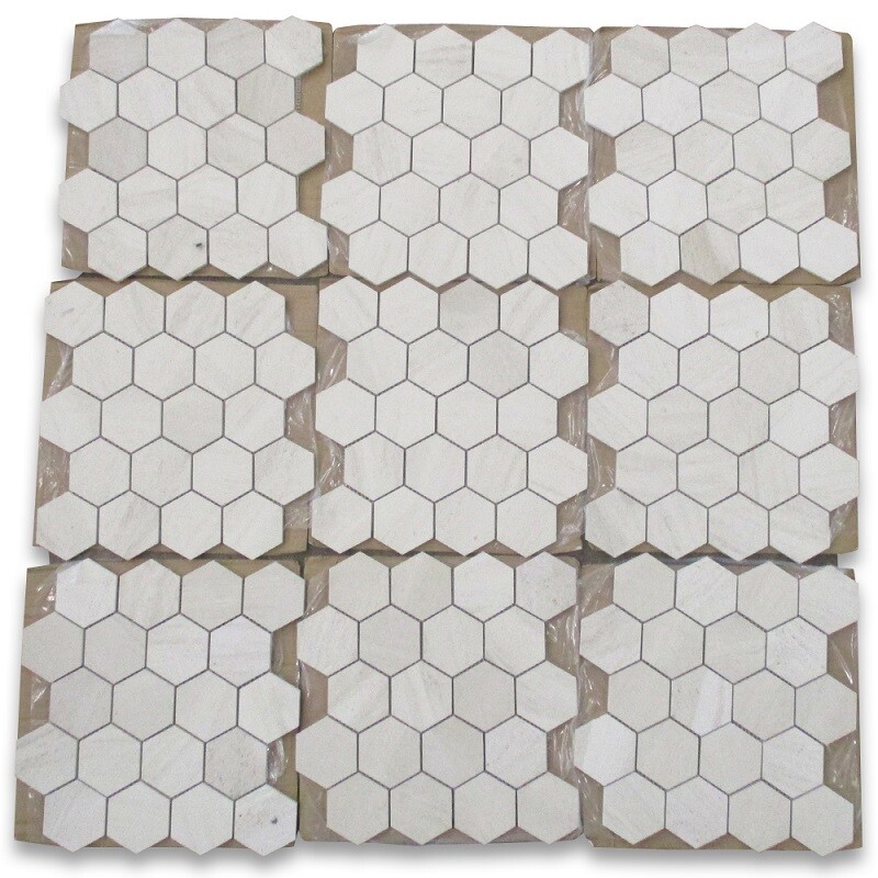 H33XH Golden Beach Moleanos Beige Limestone 3″ Hexagon Mosaic Tile Honed