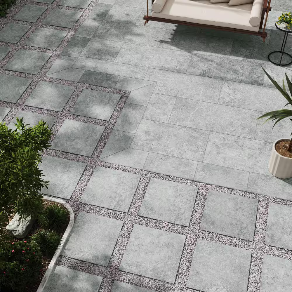Lunar Silver 2 Cm. X 24 In. X 24 In. Matte Porcelain Stone Look Paver Tile (8 Sq