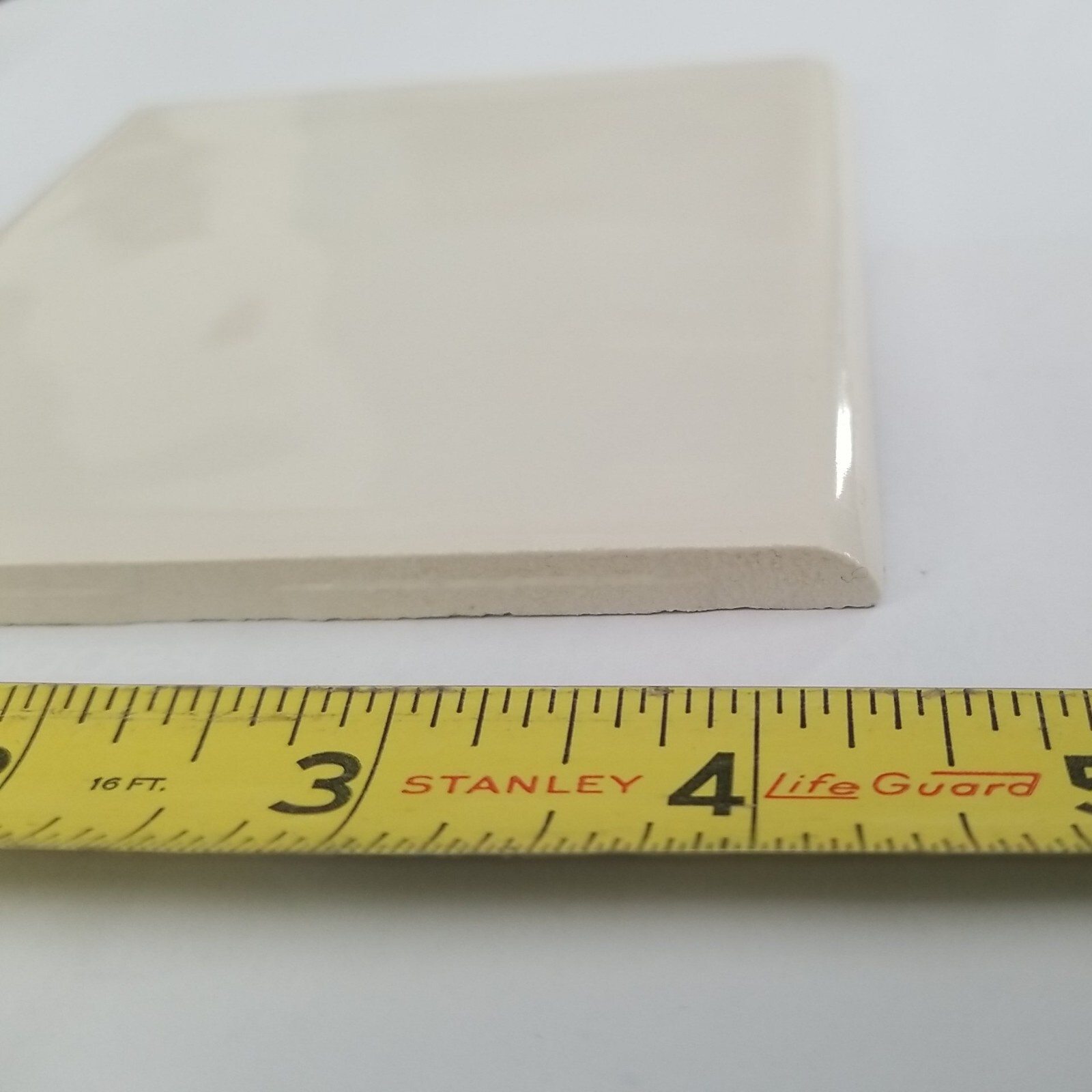 1 Almond Bullnose wavy polished surface 4-3/8″ Glossy Ceramic Florida Tile New