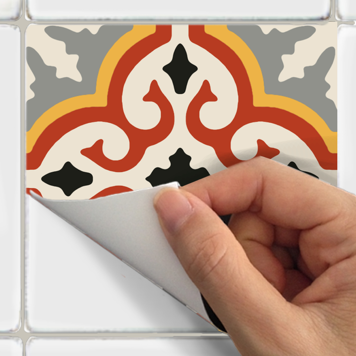 Tile Stickers for Kitchen Backsplash Floor Bath Removable Wate: Marrakech Orange