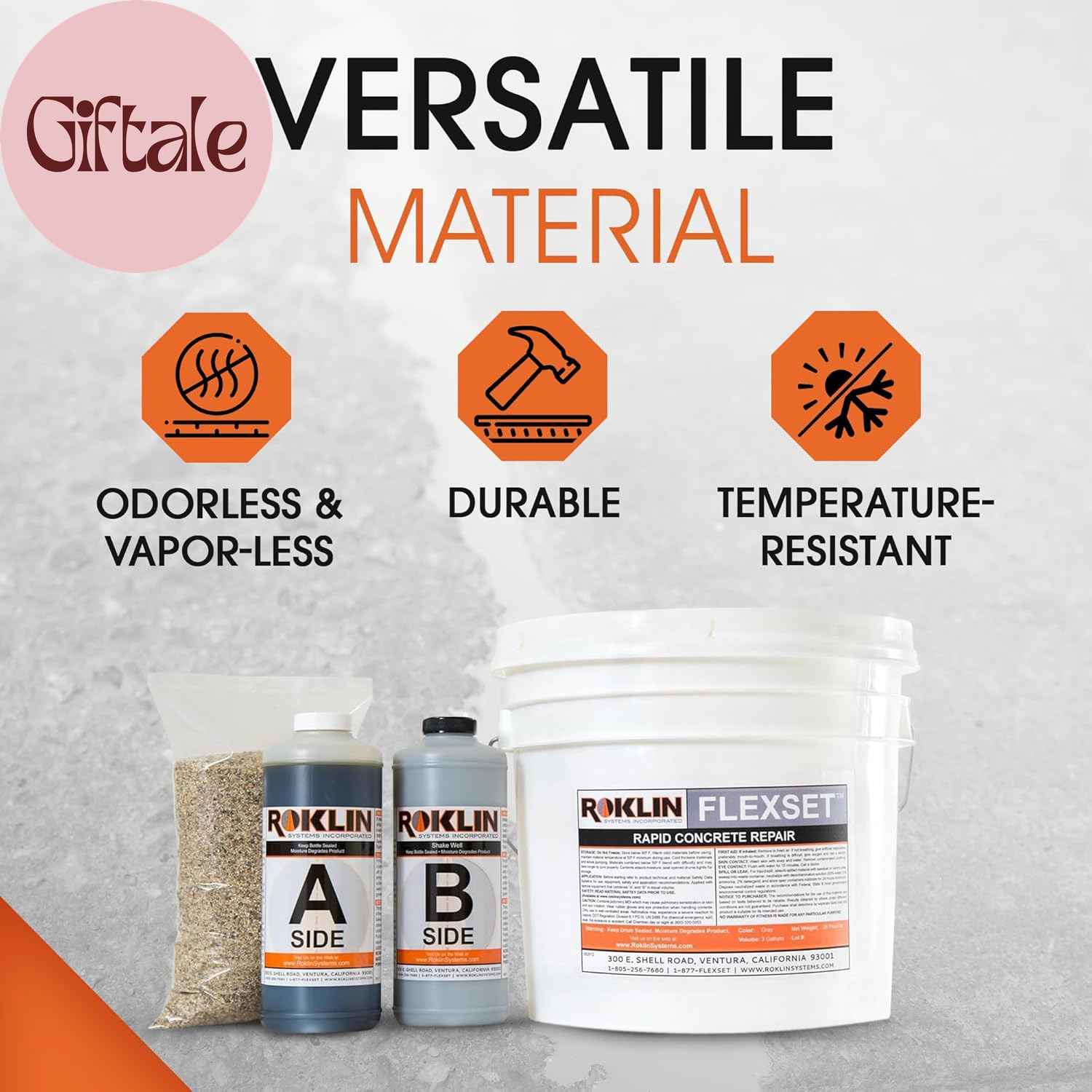 FlexSet Rapid Concrete Repair Kit Self Leveling Epoxy Patch for Driveways