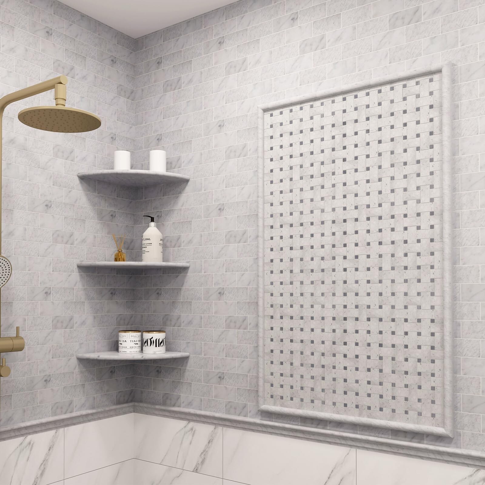 Carrara White Marble Pencil Trim Liner, 3/4″X12″ Bullnose Tile Edge Trim for …
