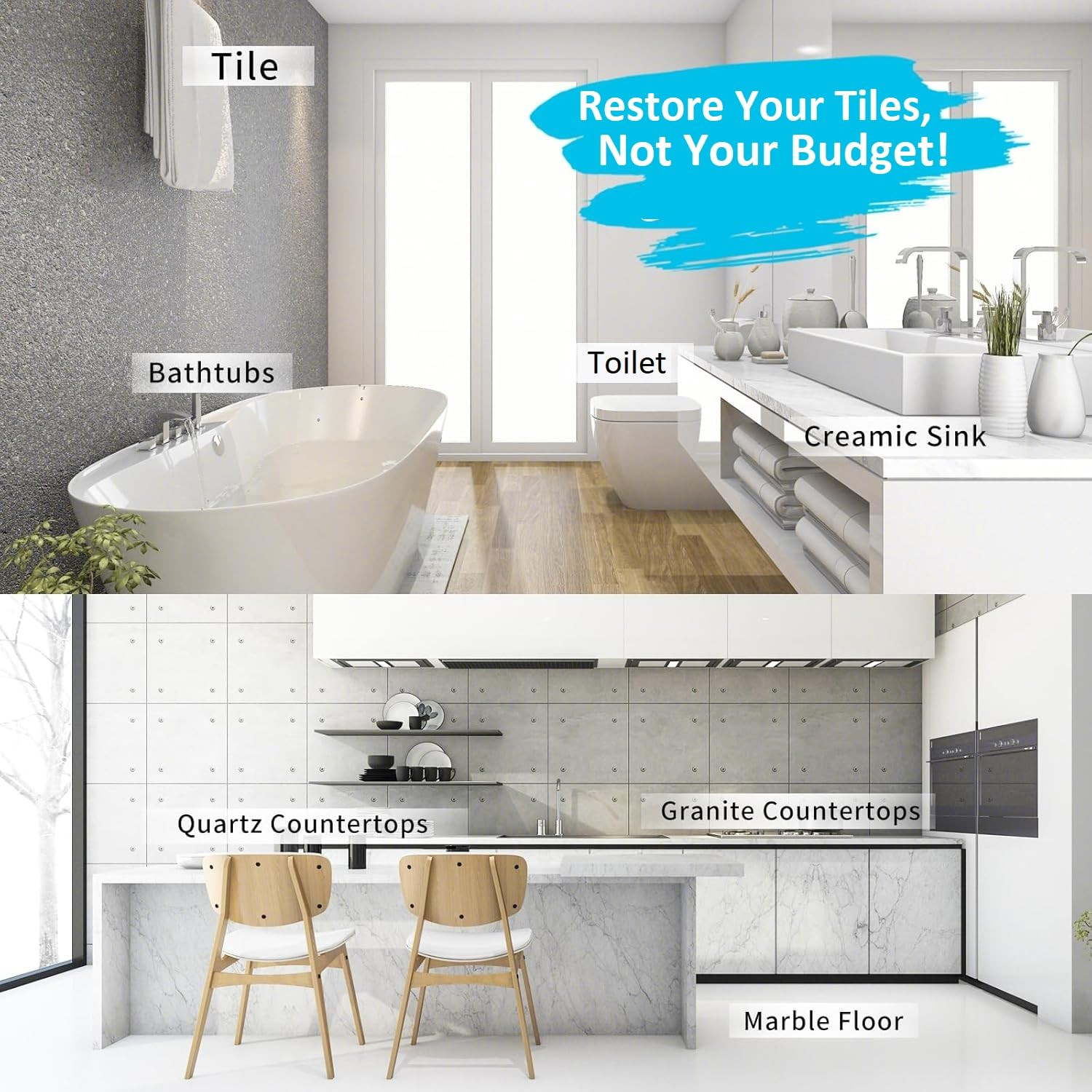 Waterproof White Tile Grout Repair Kit Premixed, 13.4oz/380g Fast Drying, Ext…
