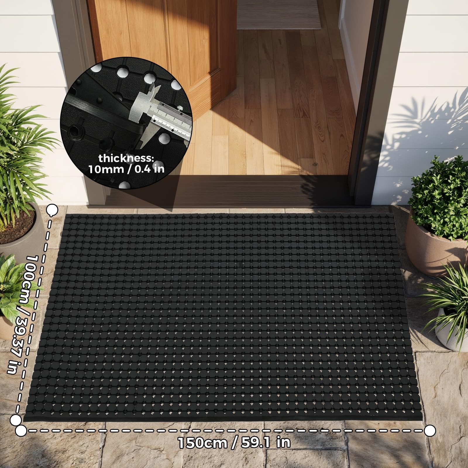 jxgzyy Commercial Rubber Floor Mat, 3 x 5 Anti Fatigue Non-Slip Drainage Mat …