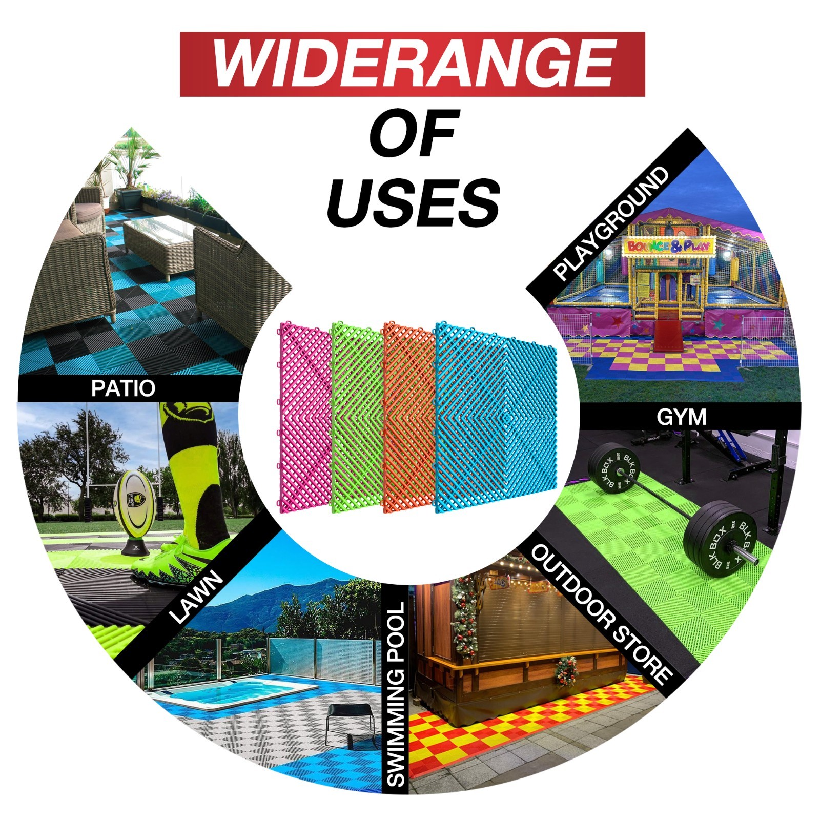 25/50 Packs Interlocking Garage Floor Tiles Vented Water Drainage 15.75×15.75”