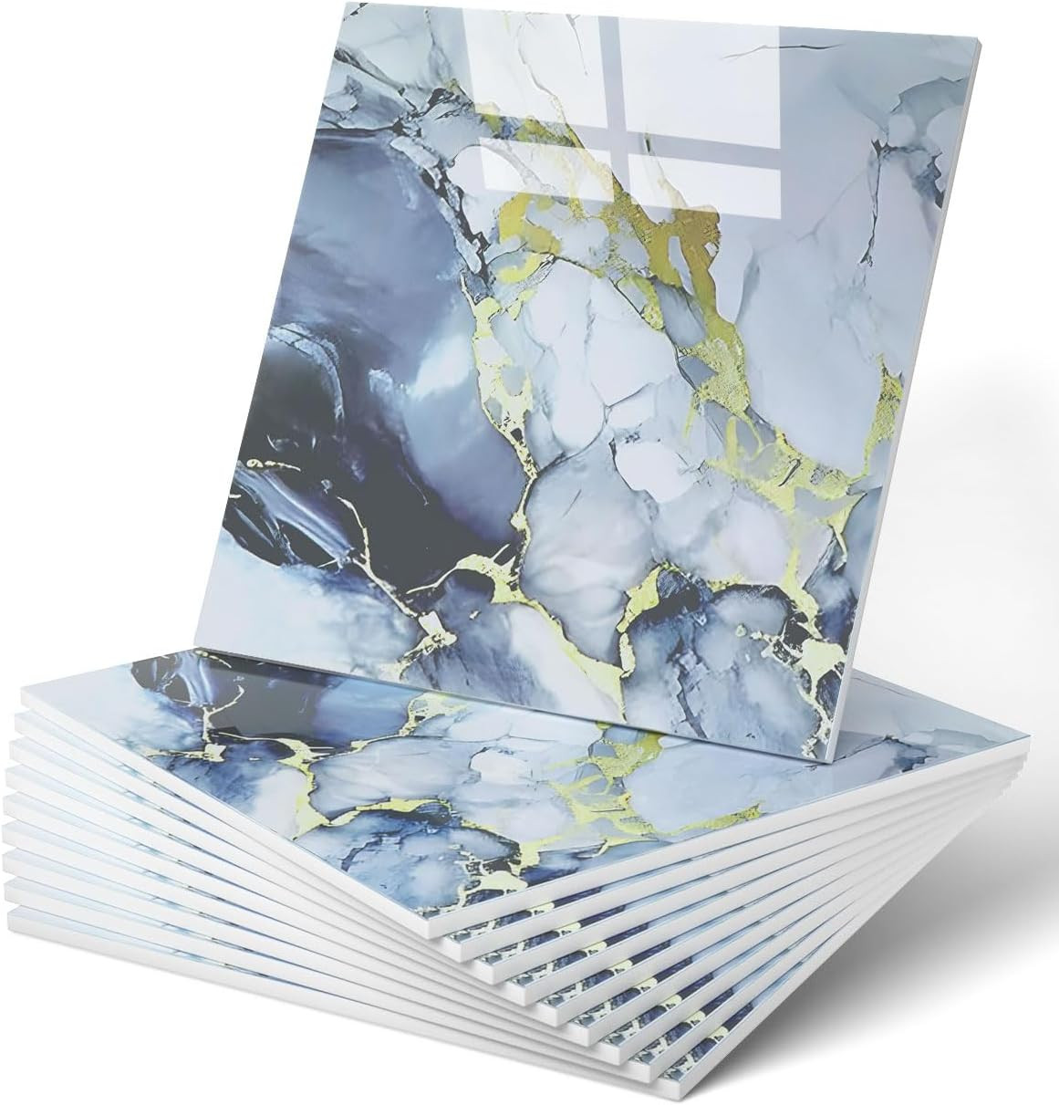20Pcs Waterproof Peel and Stick Marble Wall Tiles, 11.8″X11.8″ Self-Adhesive PVC