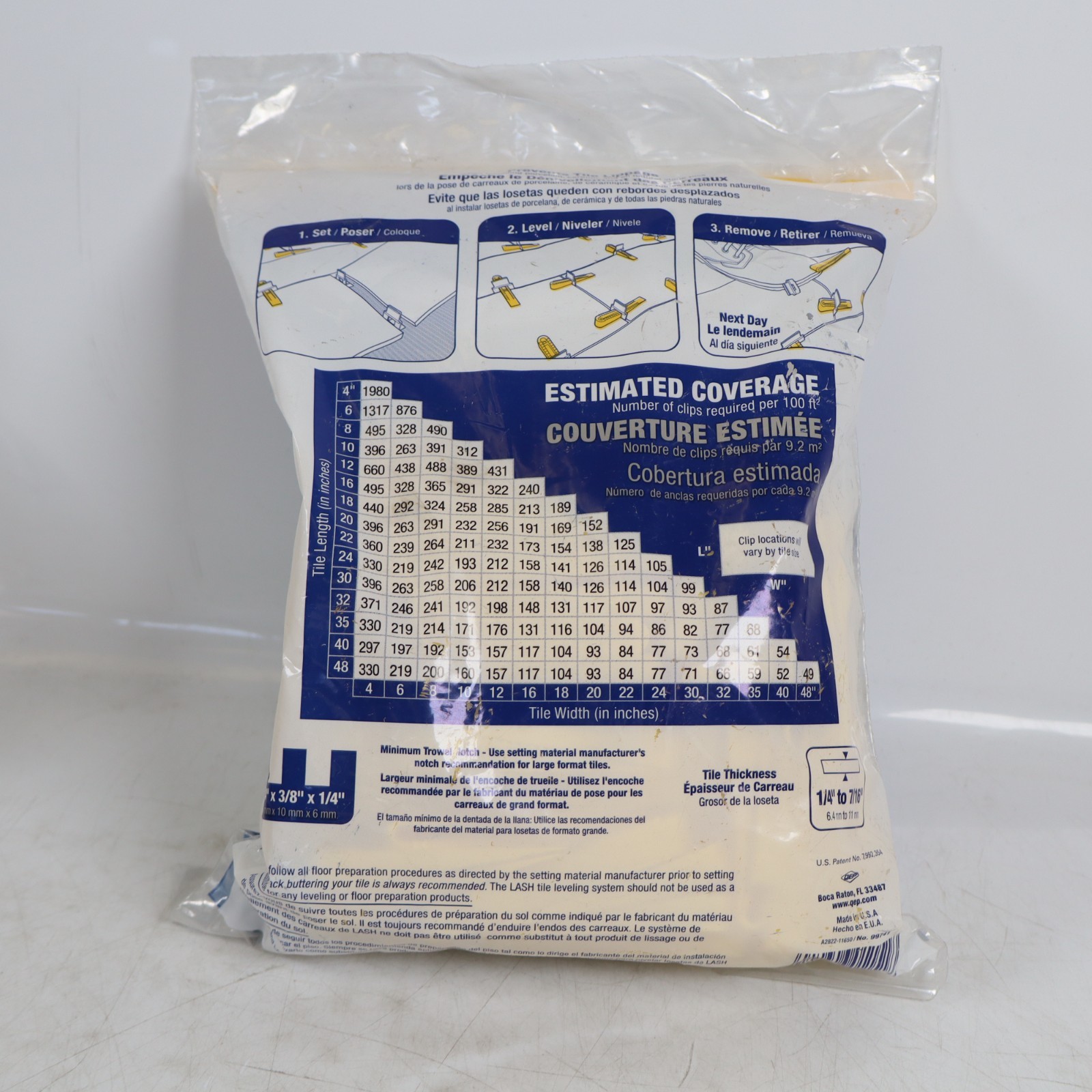 QEP Lash Tile Leveling System Pack (100 Clips + 100 Wedges) 1/16″ 2 PACK OF BAGS