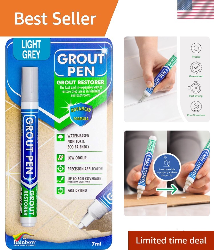 Grout Pen Light Grey Waterproof Colorant – 7mL Narrow Tip for Easy Application