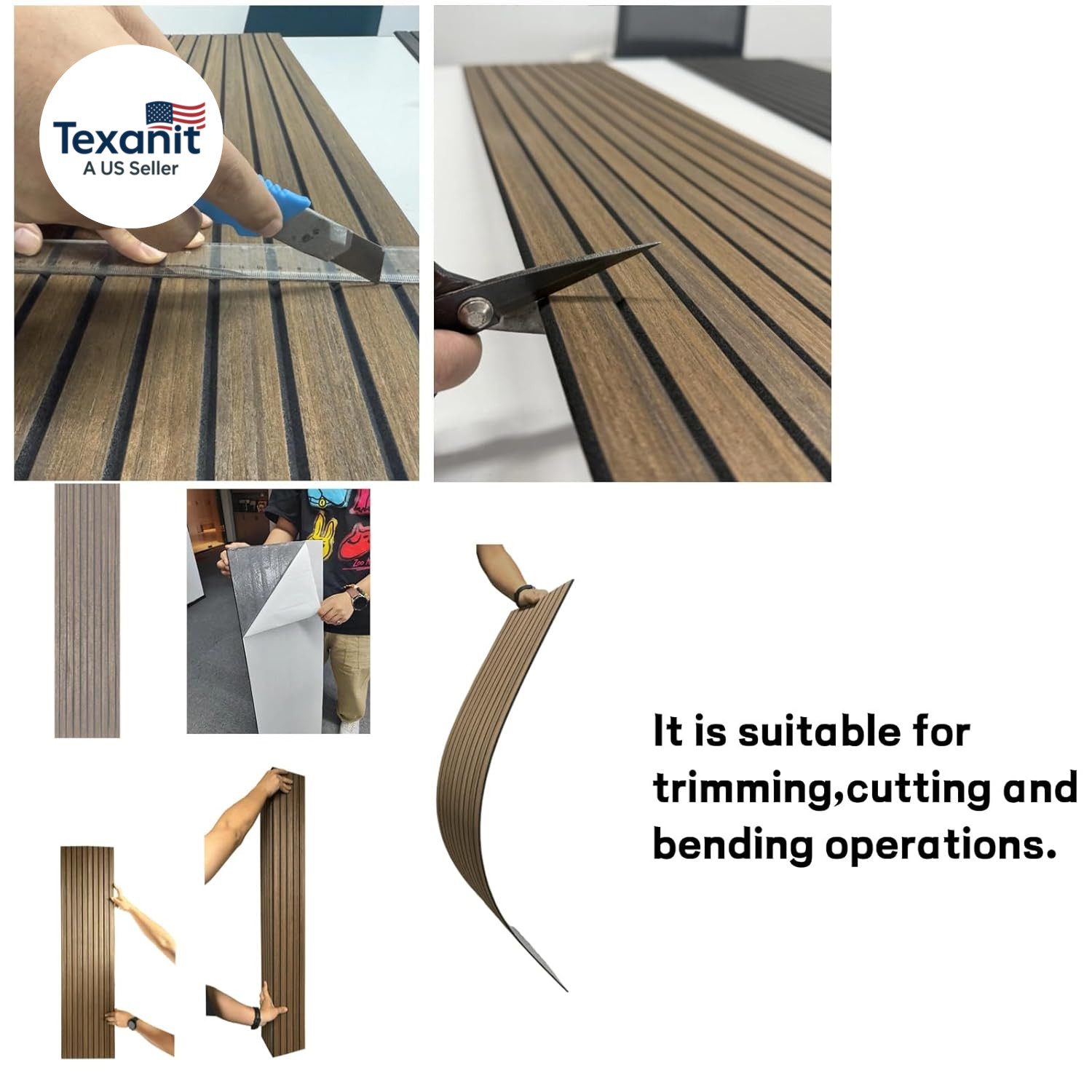 Modern Self-Adhesive Wood Slat Wall Panels, Peel and Stick Wooden Design, Decora