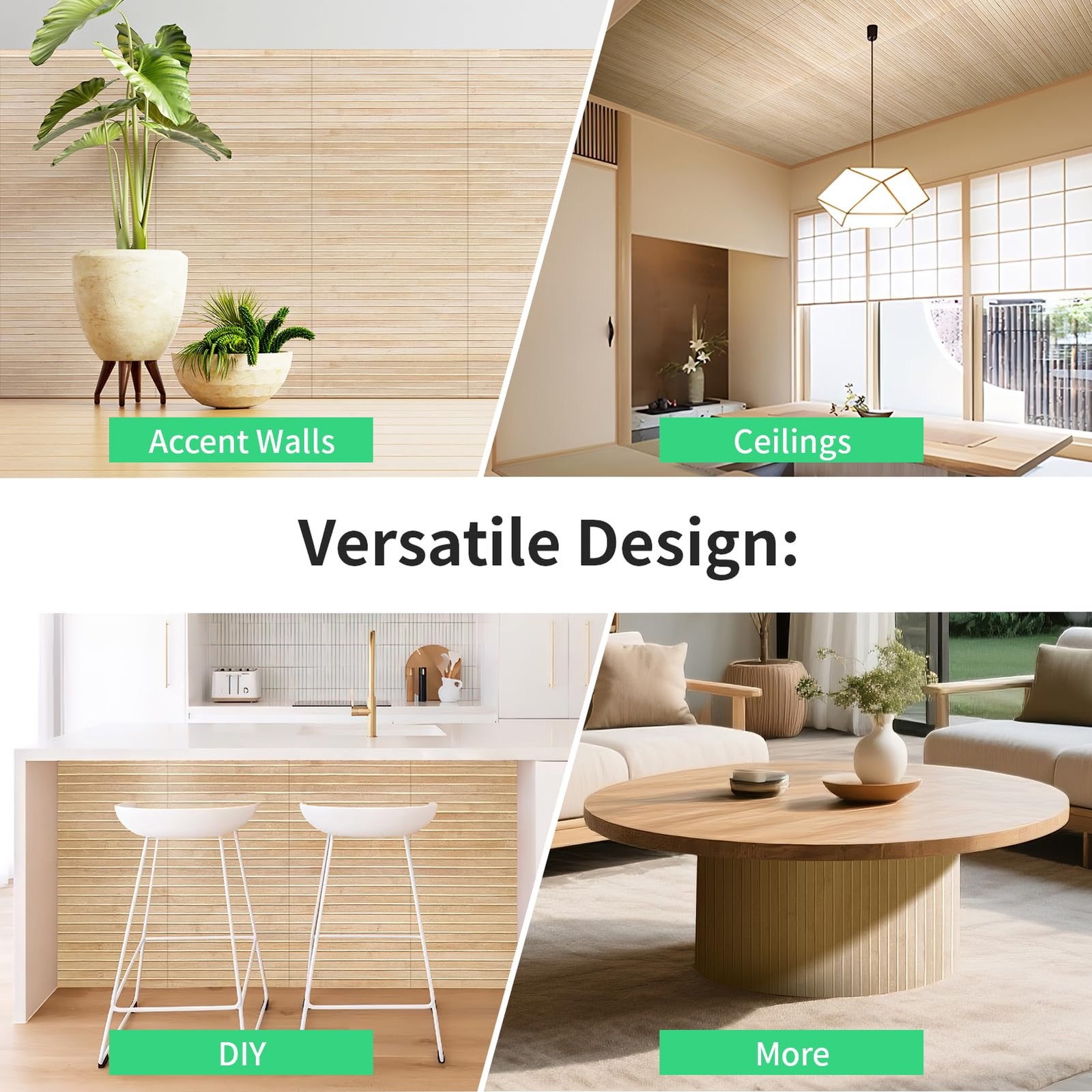 Natural Wall Panel for Interior Wall Decor, Renewable Pole Wrap Wainscoting P…