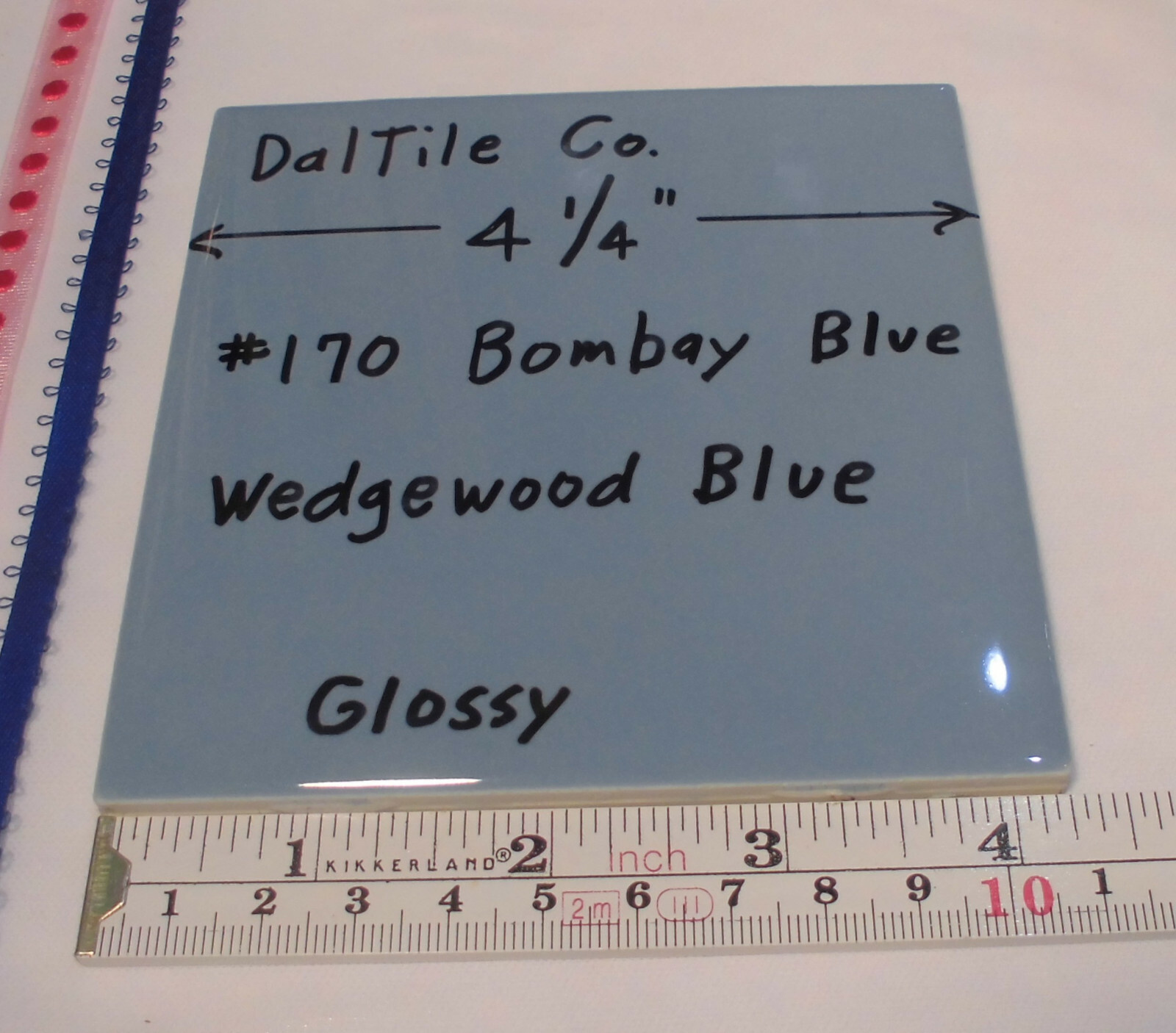1 pc. Wedgewood Blue – Daltile Co.; Bombay 4-1/4″ Glossy Ceramic Tile; New