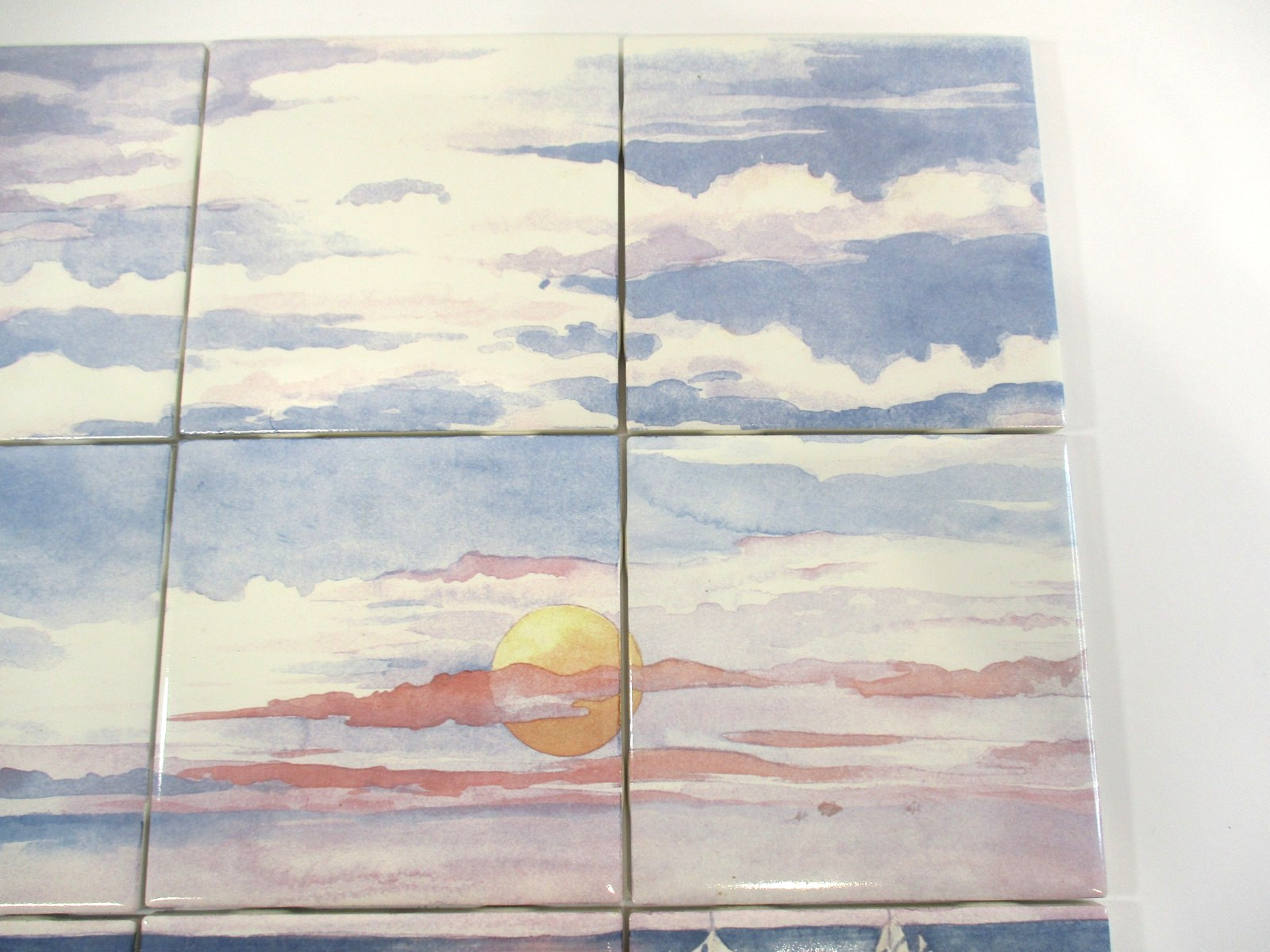 Vtg Ceramic 4.25″ Tile Mural Kitchen Backsplash Paul Brent OCEAN VIEW LIGHTHOUSE
