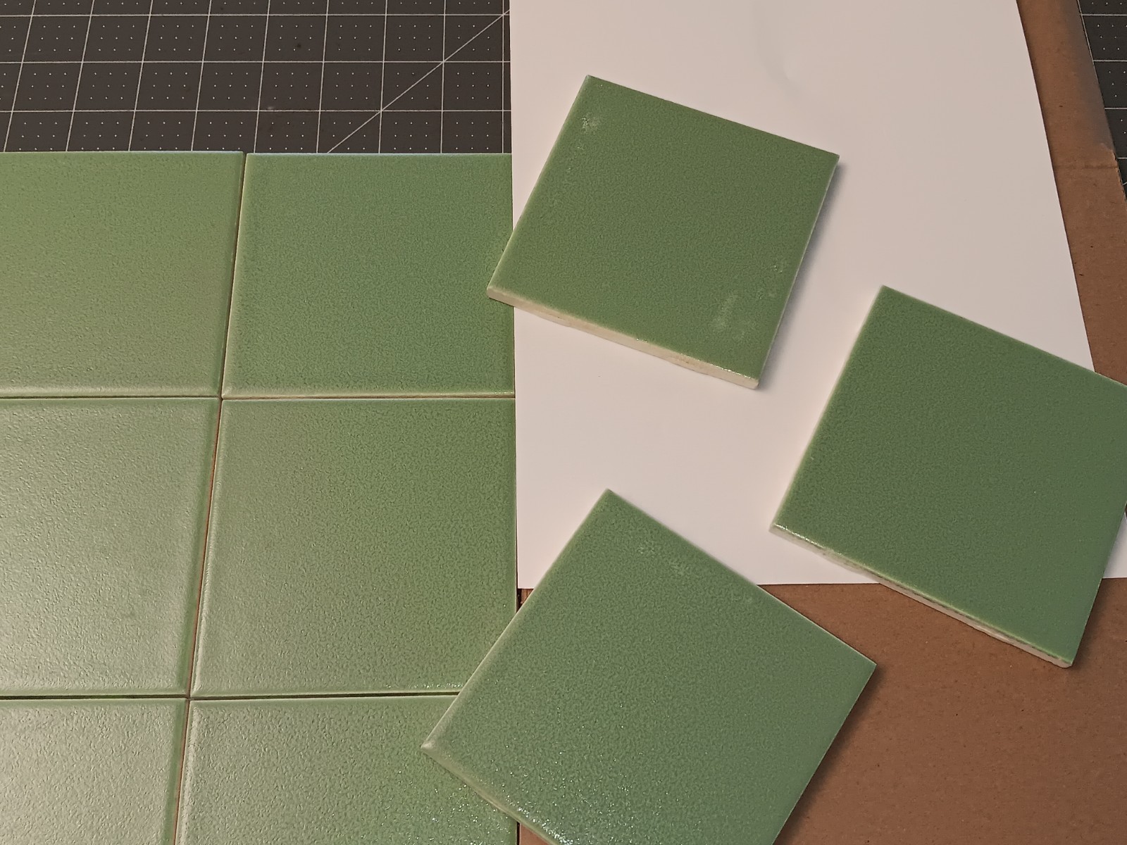 12 pc. Vintage Tile JADESHEEN GREEN CRYSTALLINE Bath Kitchen NOS American Olean