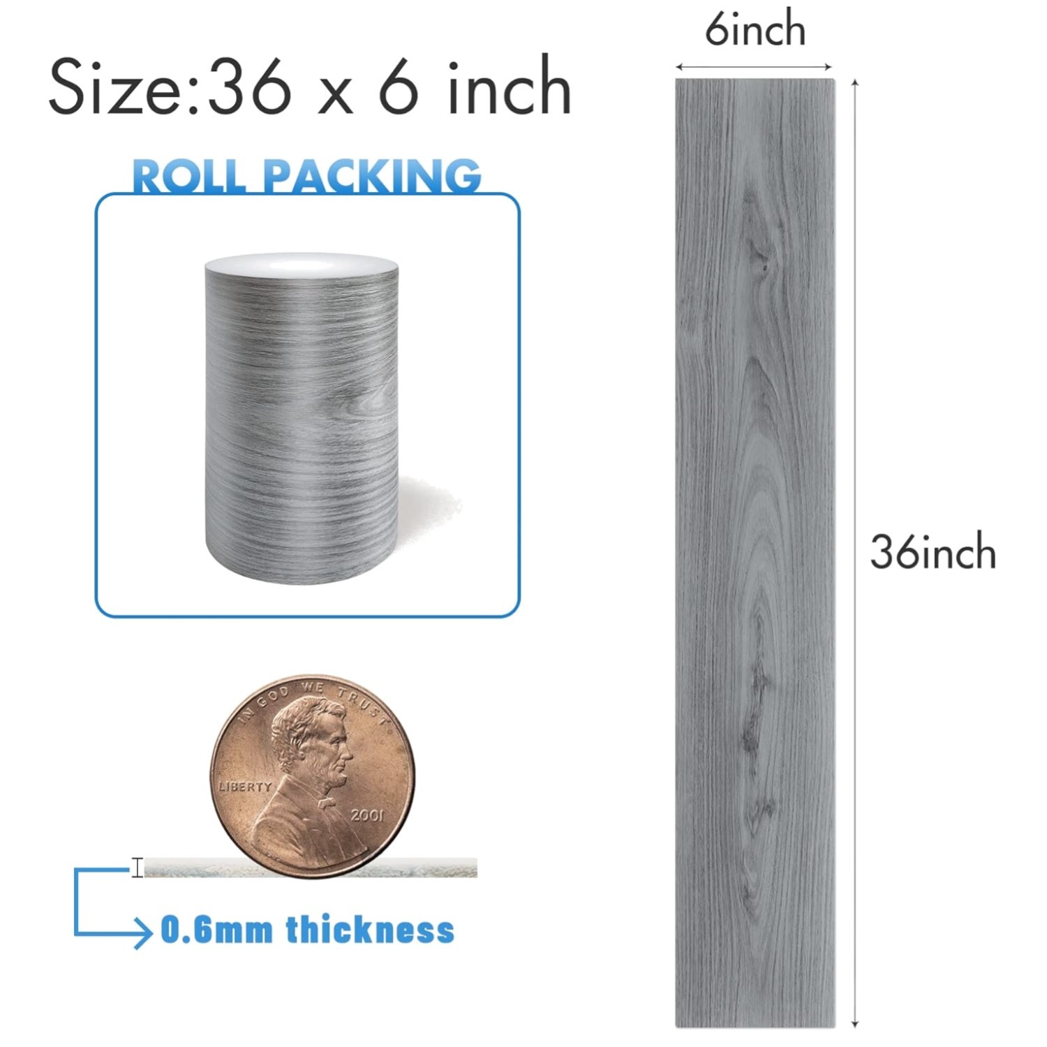 Peel and Stick Wood Floor Tiles, 36″×6″, 36 Pack