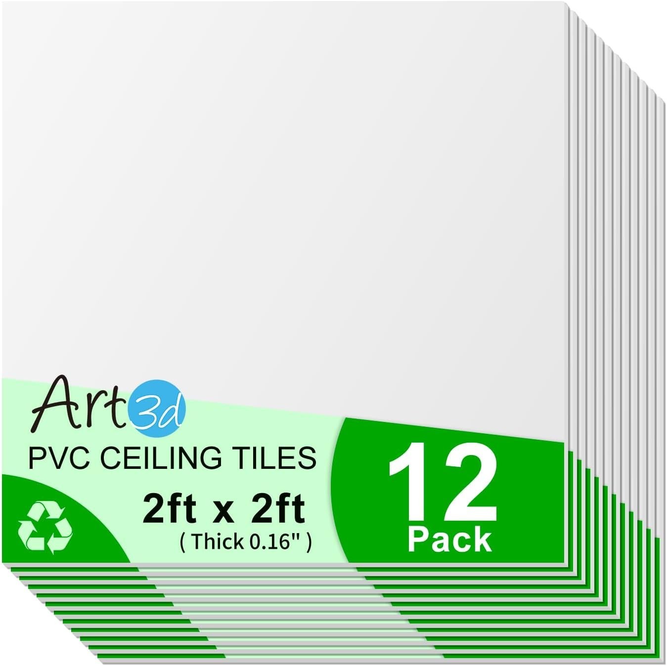Classic White 24″x24″ Drop Ceiling Tiles – 48 Sq.Ft Coverage, Easy Install