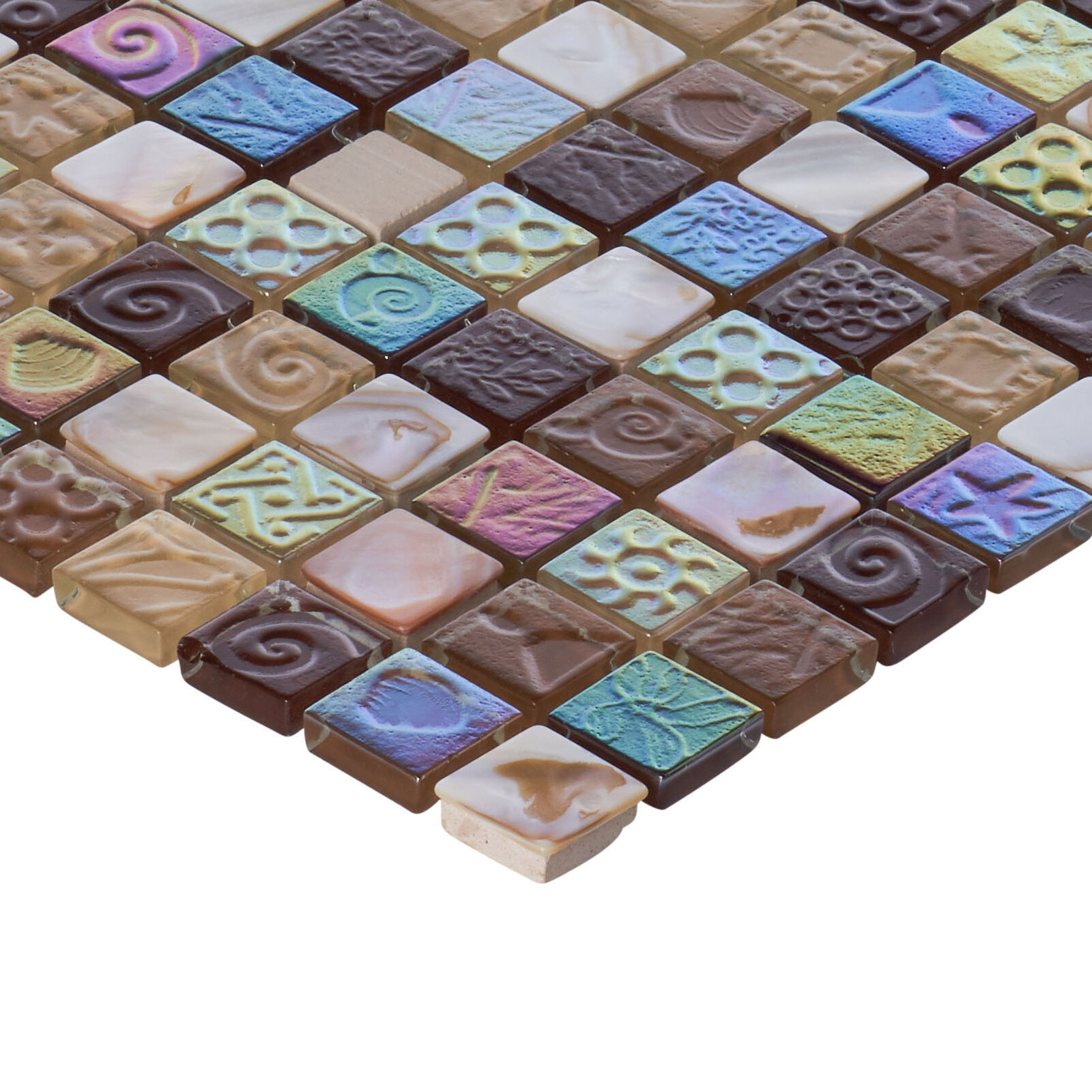 Brown Mother Of Pearl Sell Iridescent Glass Mosaic Tile Kitchen Bath Backsplash