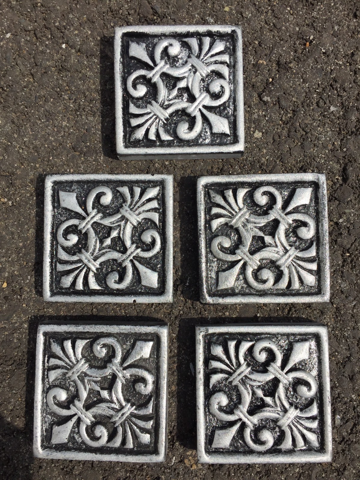Tile 2×2 Silver Antique Metal Saints Accent Insert Deco 5/pack FREE SHIPPING