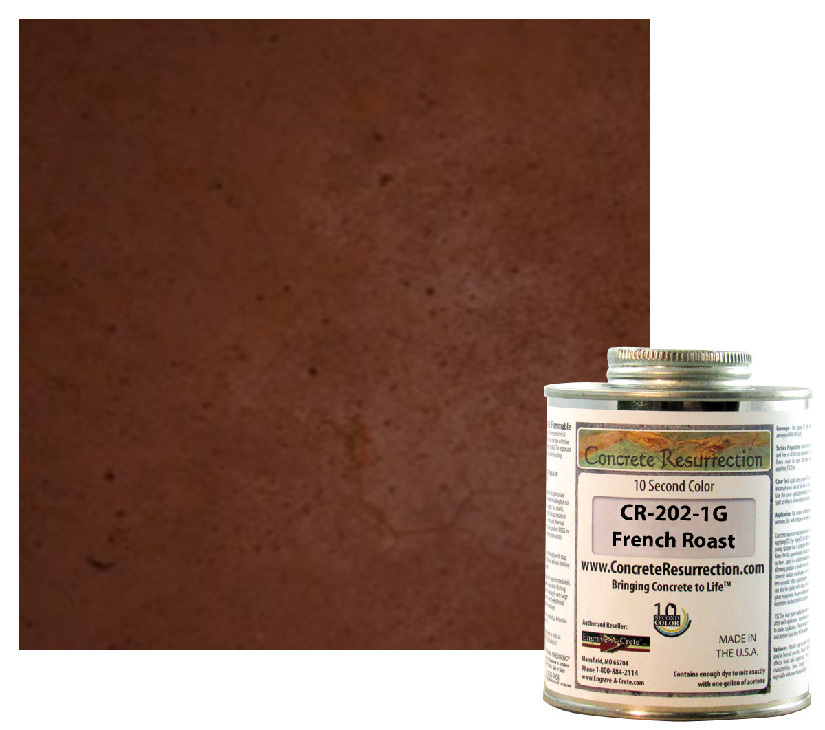 Fast Drying Concrete Stain-Professional-Easy to Use 400-600sq ft French Roast