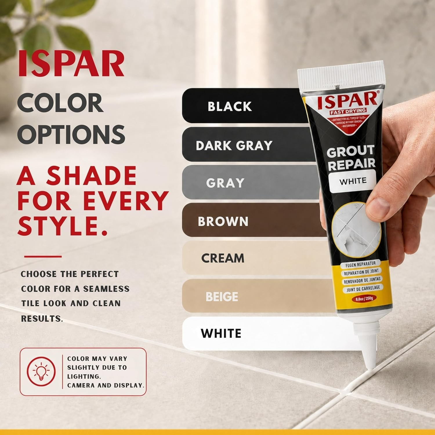 Pre-Mixed Dark Gray Grout Repair Paste for Ceramic & Porcelain Tiles – 8.8 oz