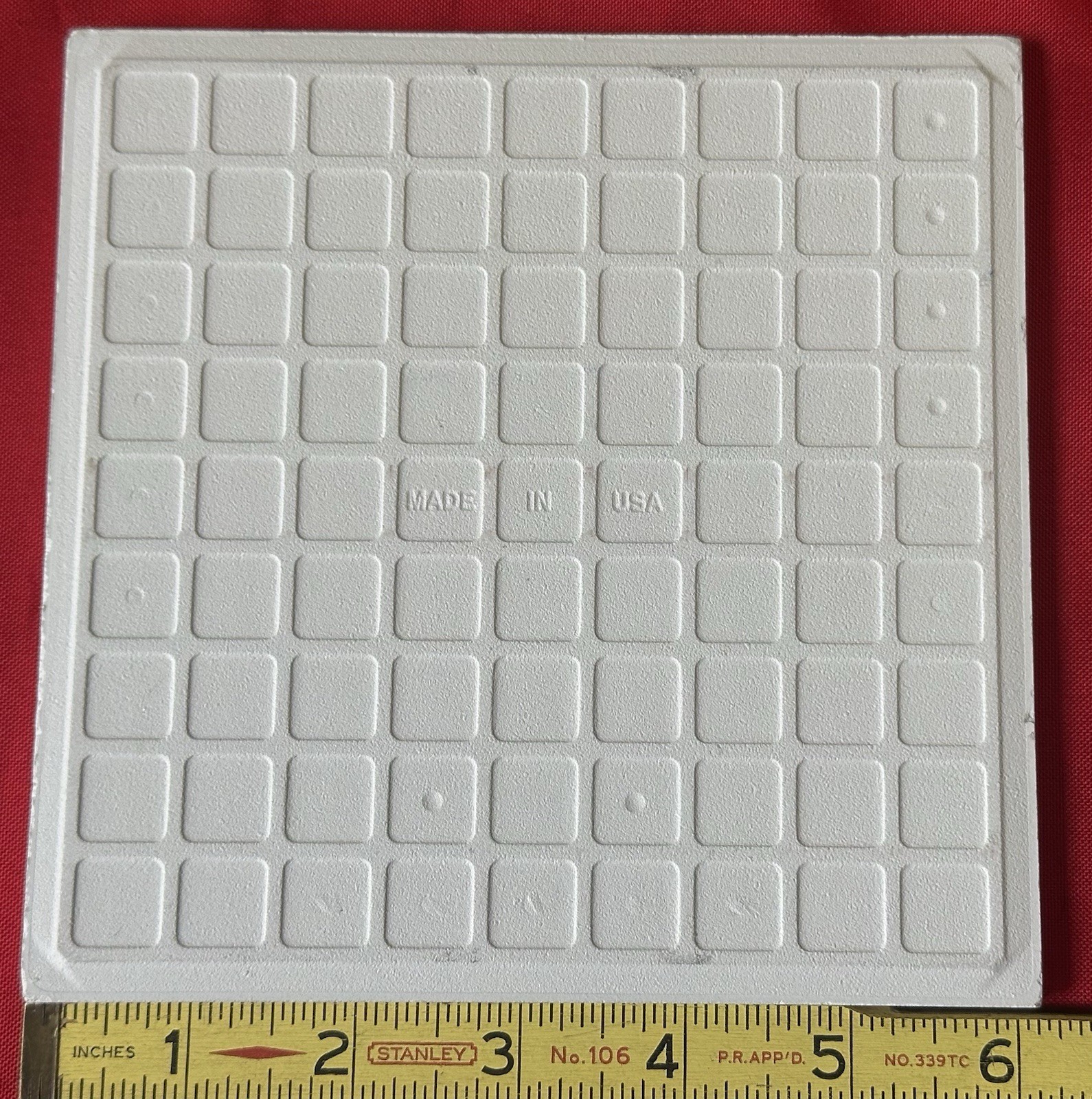 1 pc. Off-White + Dark Swirls: 6-1/8″ Square, Matte Ceramic Tile by Florida, NEW