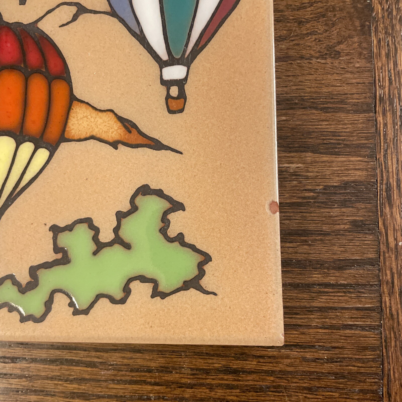Art Tile Hot Plate Hot Air Balloon Colorful Made In Italy 6×6 Ceramic