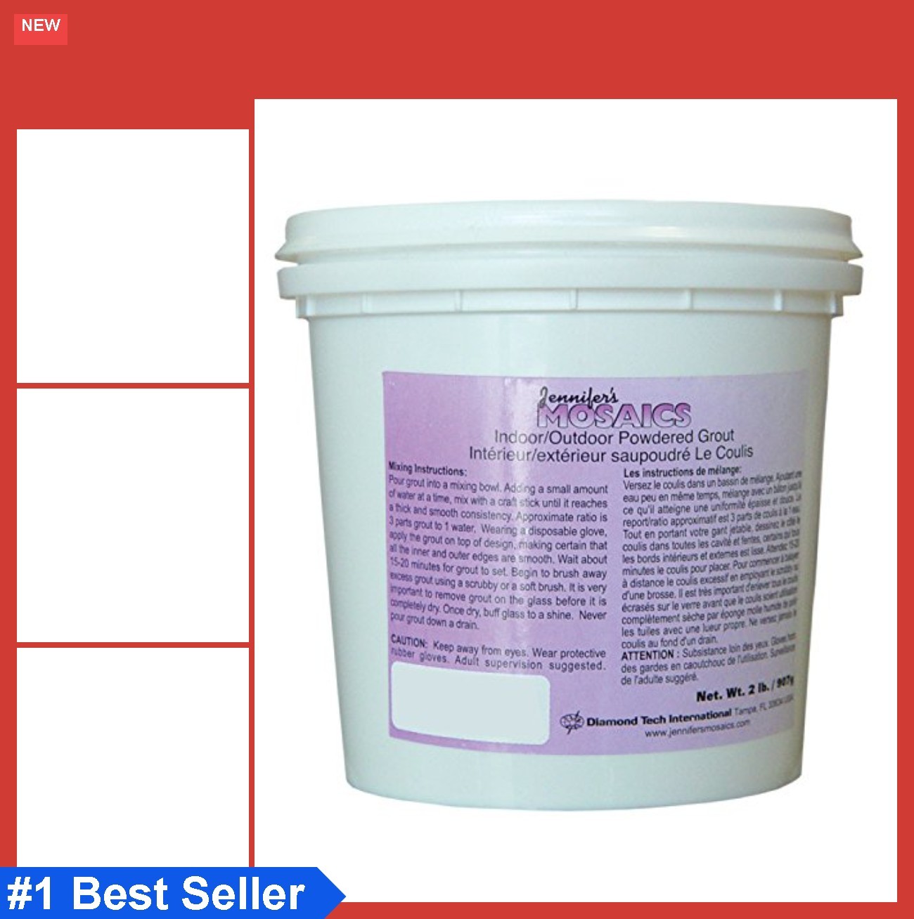 White Powder Sanded Grout 2 LB Interior Exterior Tile Add Water