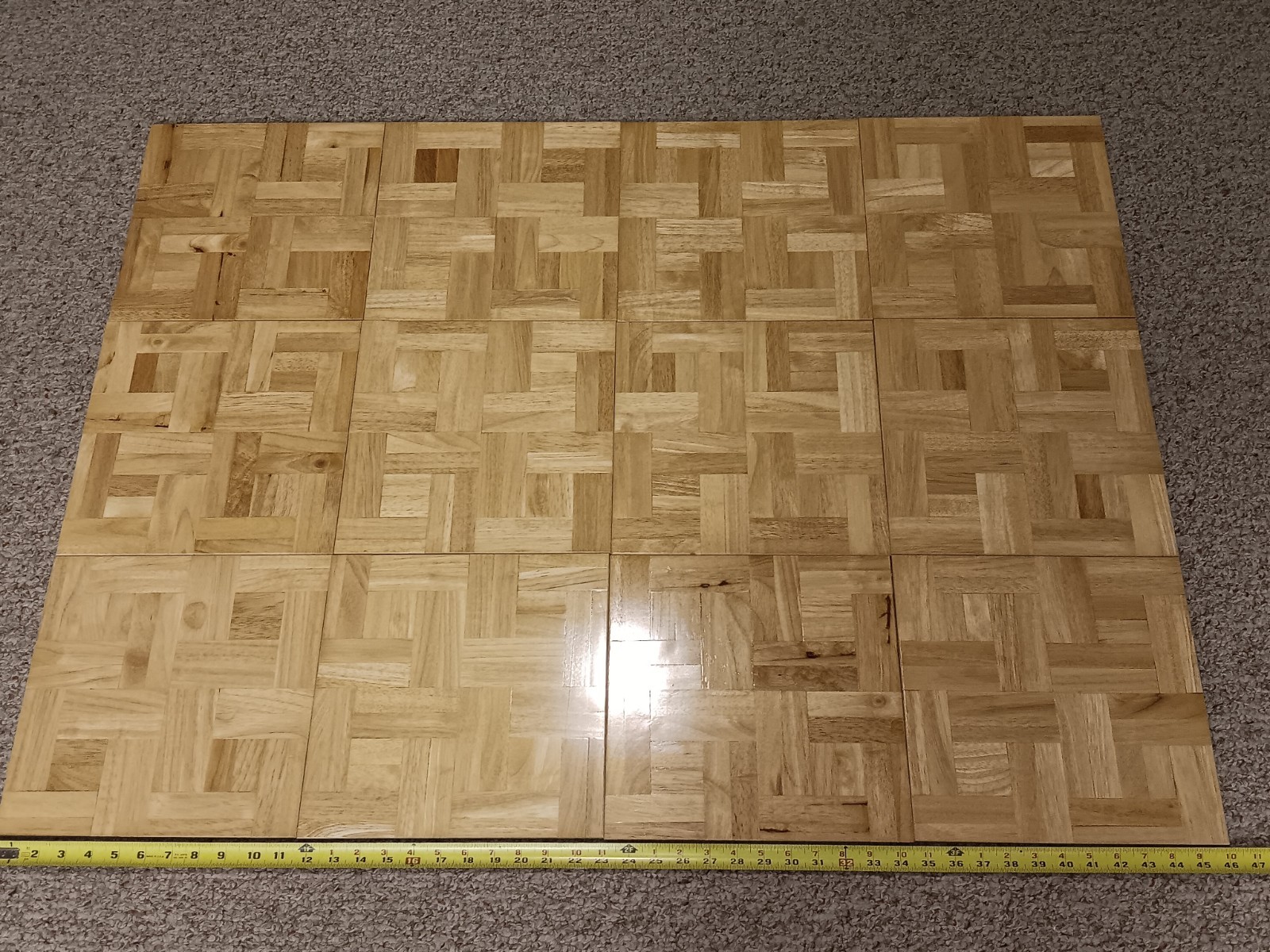 Oak Tree Hevea Wood HADDON HALL Parquet solid wood floor tiles Brand New 12 PCS.