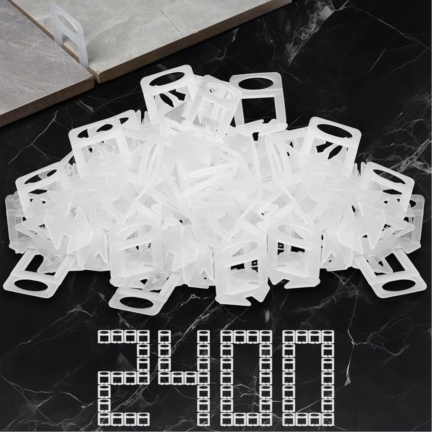Tile Leveling System Tiles Leveler Spacers, 2400-Piece Leveling