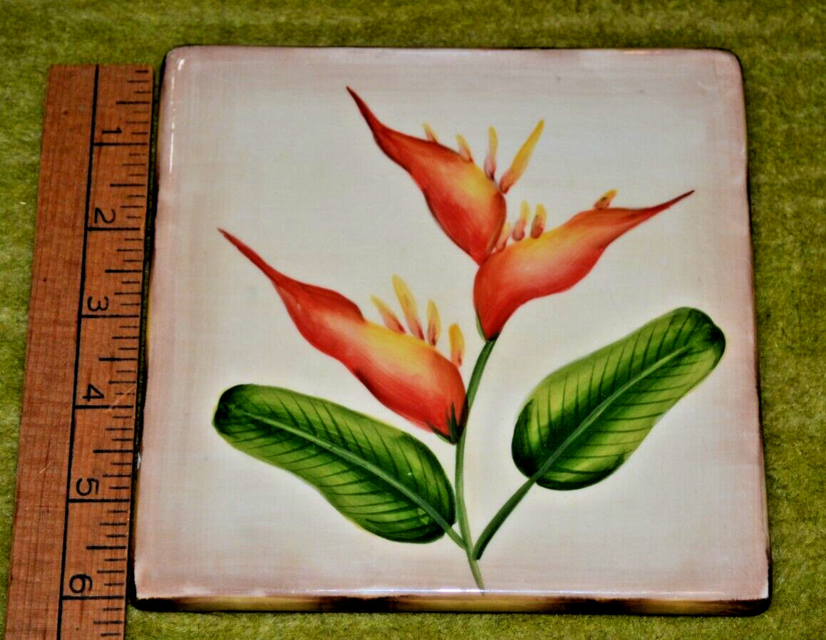 Bird of Paradise Ceramic Tile Wall Decor – Hot Plate Pacific Rim 6″x6″