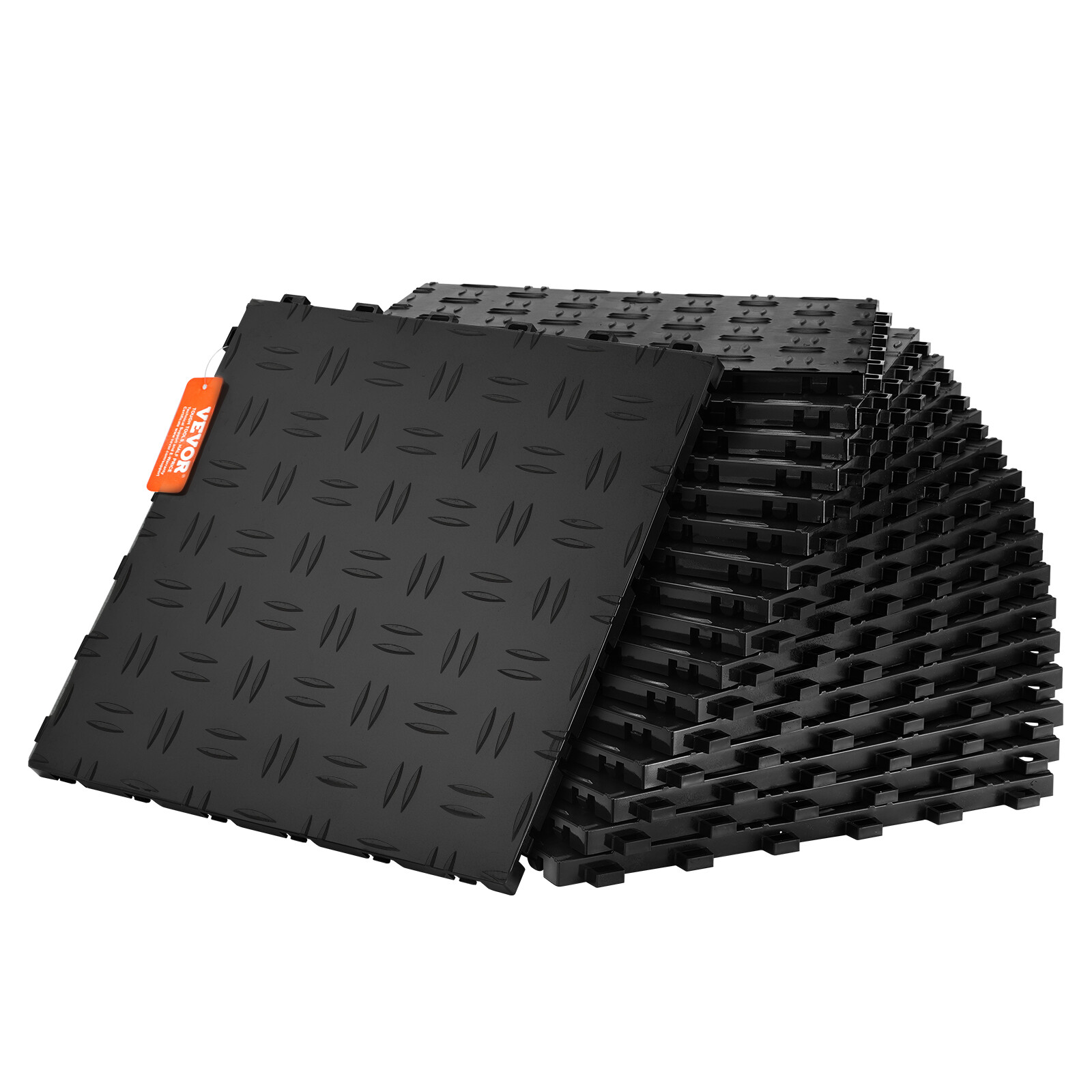 VEVOR Interlocking Garage Floor Tiles 12″x12″ 50 Pack Bulk Black Flooring Tiles
