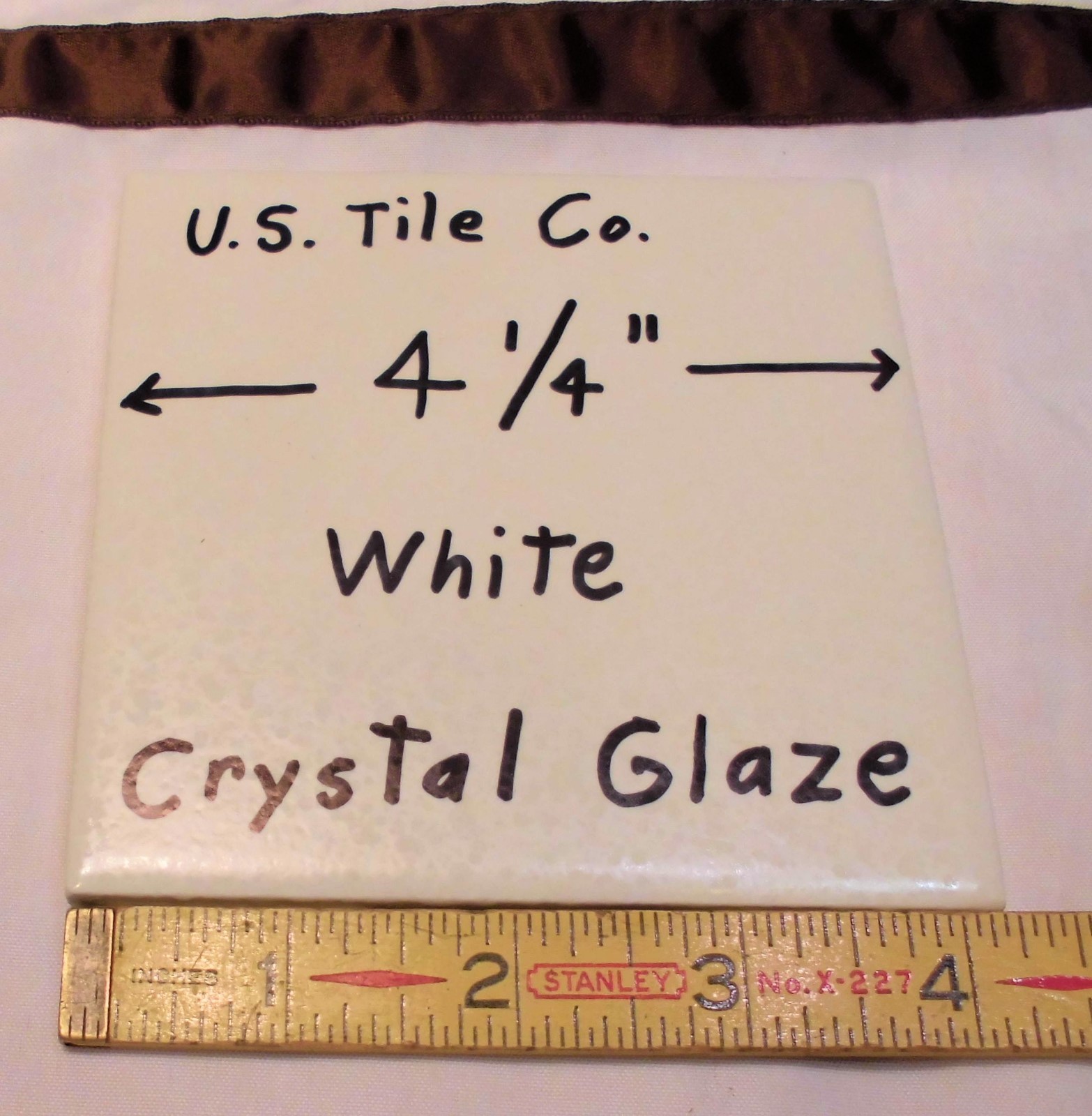 1 pc. *White* Ceramic Tile 4-1/4″ Crystal Glazed, Made in USA, New Old Stock