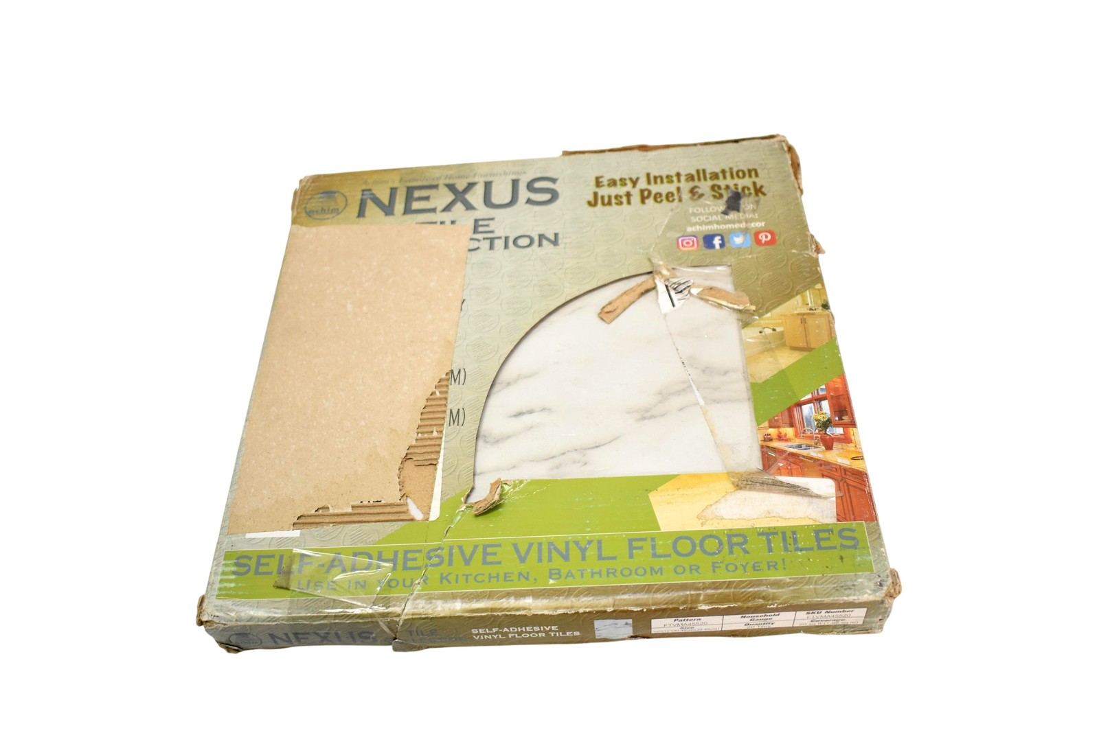 Achim Nexus Peel & Stick Vinyl Floor Tiles 12×12 20 Sq Ft White FTVMA45520