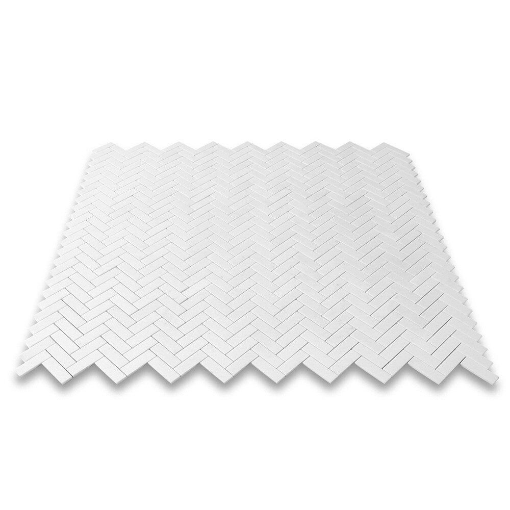 T72XH Thassos White Marble 1×3 Herringbone Mosaic Wall Floor Tile Honed