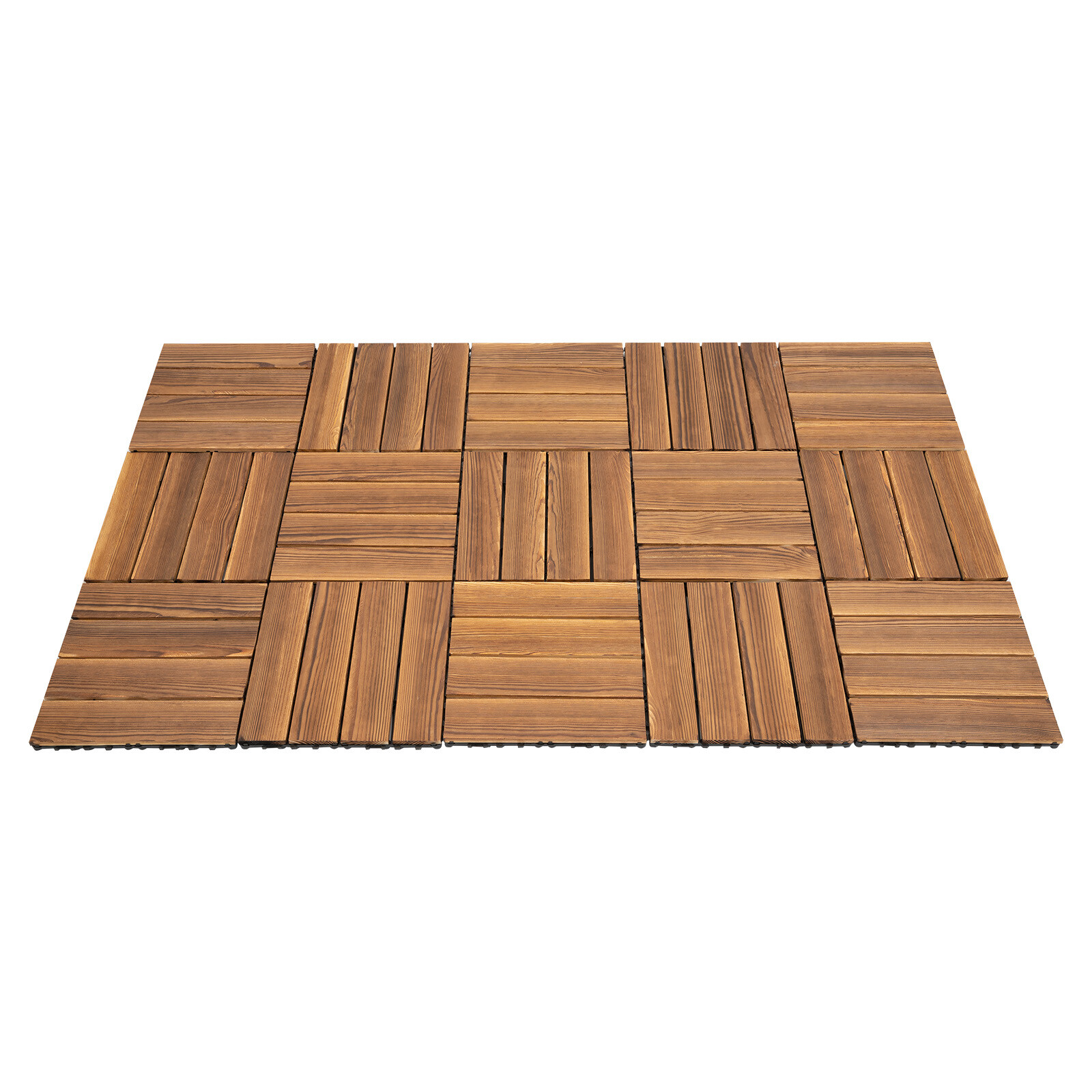 36Pcs Hardwood Interlocking Patio Deck Tiles Wood Flooring DIY Outdoor 12”x12”