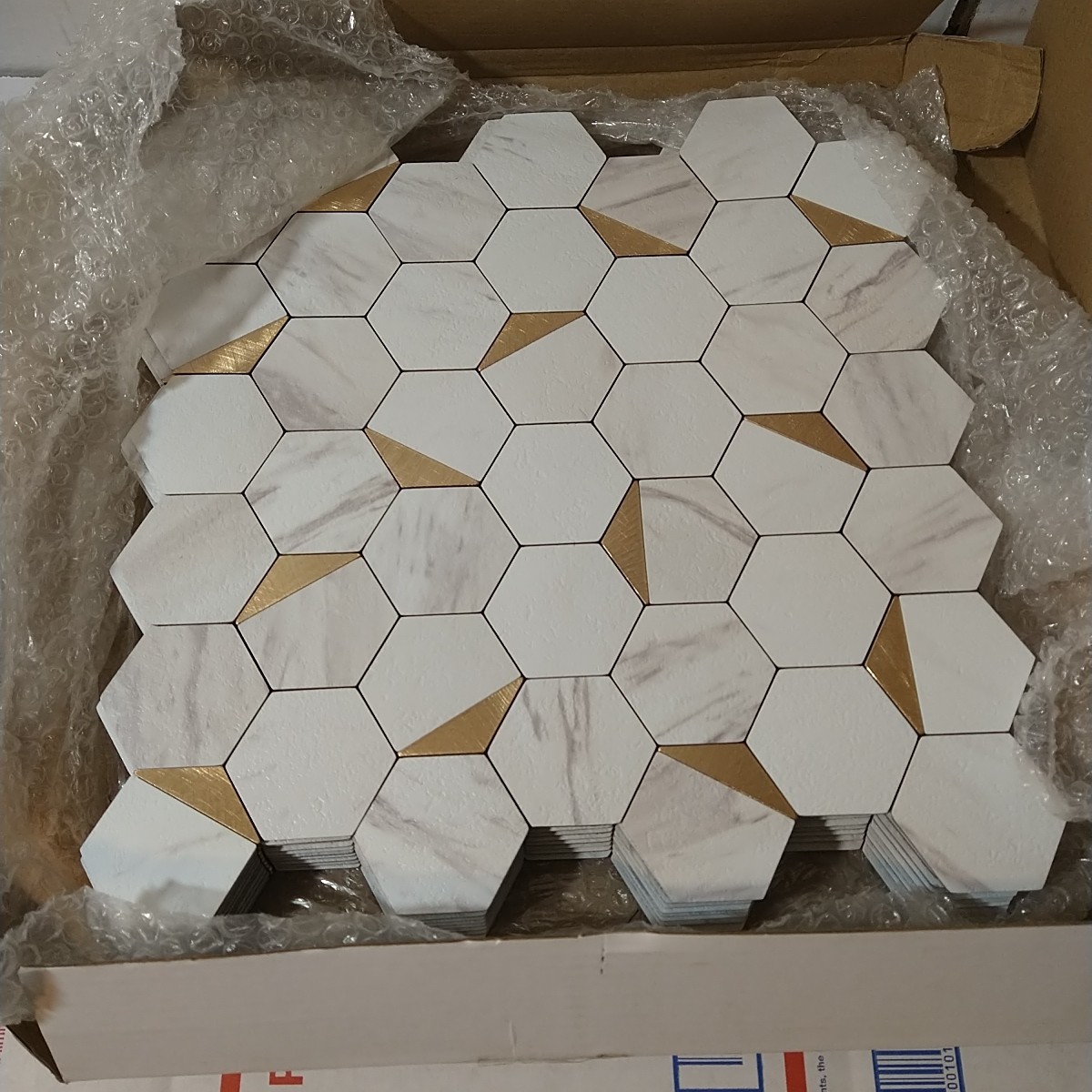 10-Sheet Hexagon Peel and Stick Backsplash Tile 12×12 inches Carla White Mixed M