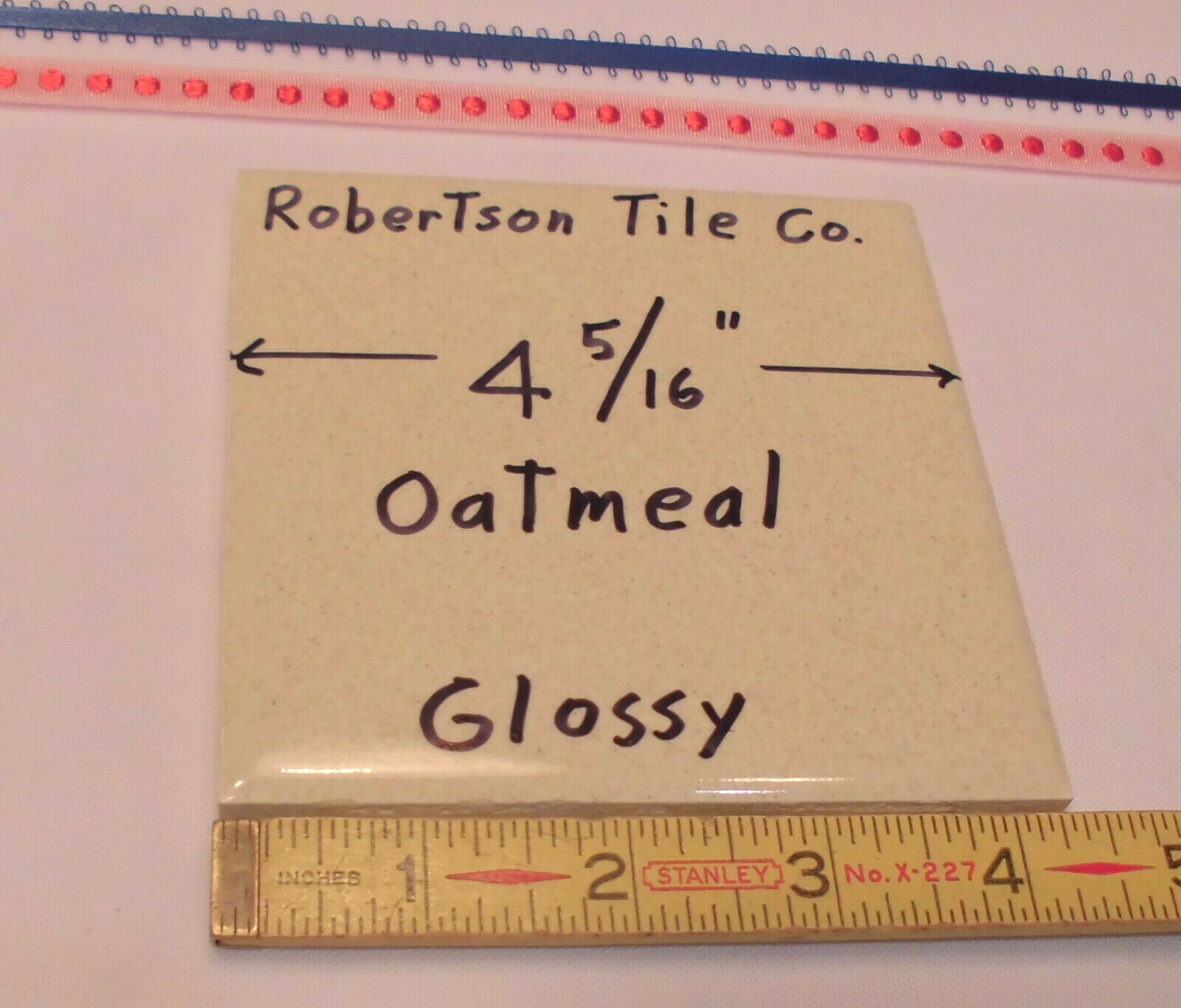 1 pc. Ceramic Tile *Oatmeal Color* 4-3/8″- 4-5/16″ Robertson Co. Cleaned Used