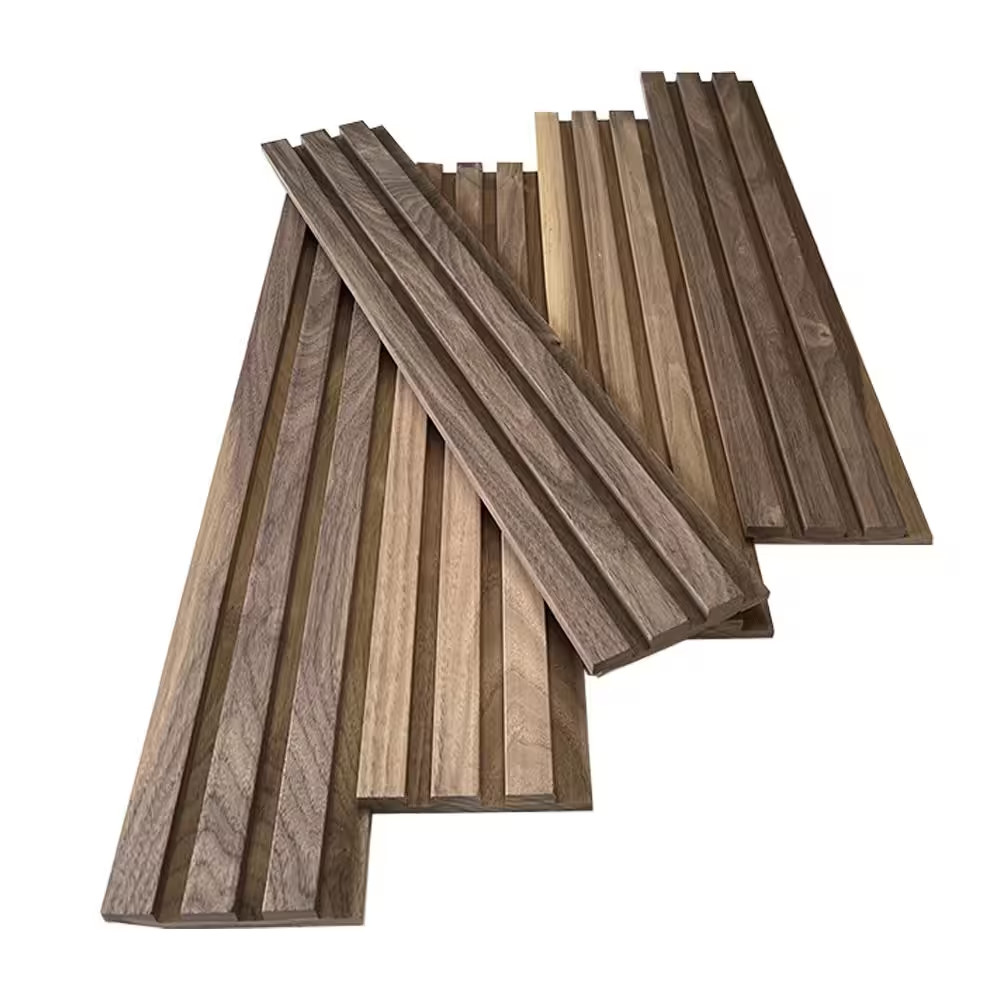 Walnut Shiplap Slat Wall Board Hardwood Panel 2 Ft 5 Pack Solid Unfinished