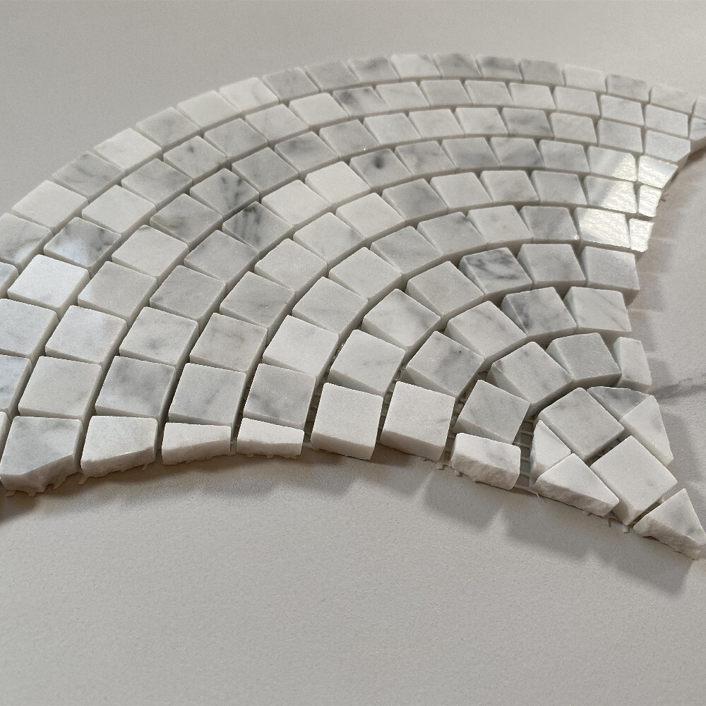 C999XP Carrara Marble European Fan Mini Tile Fish Scale Scallop Mosaic Polish