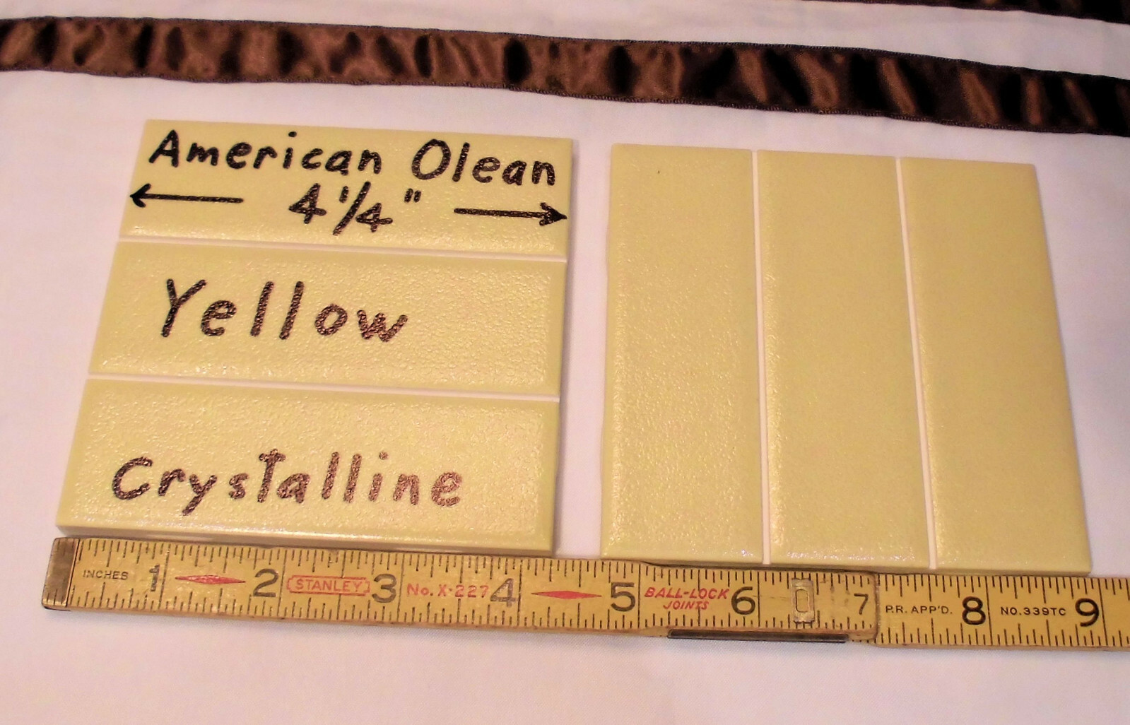 2 Ceramic Tiles *Yellow* Scored 3rd; Crystalline by American Olean 4-1/4″ NOS