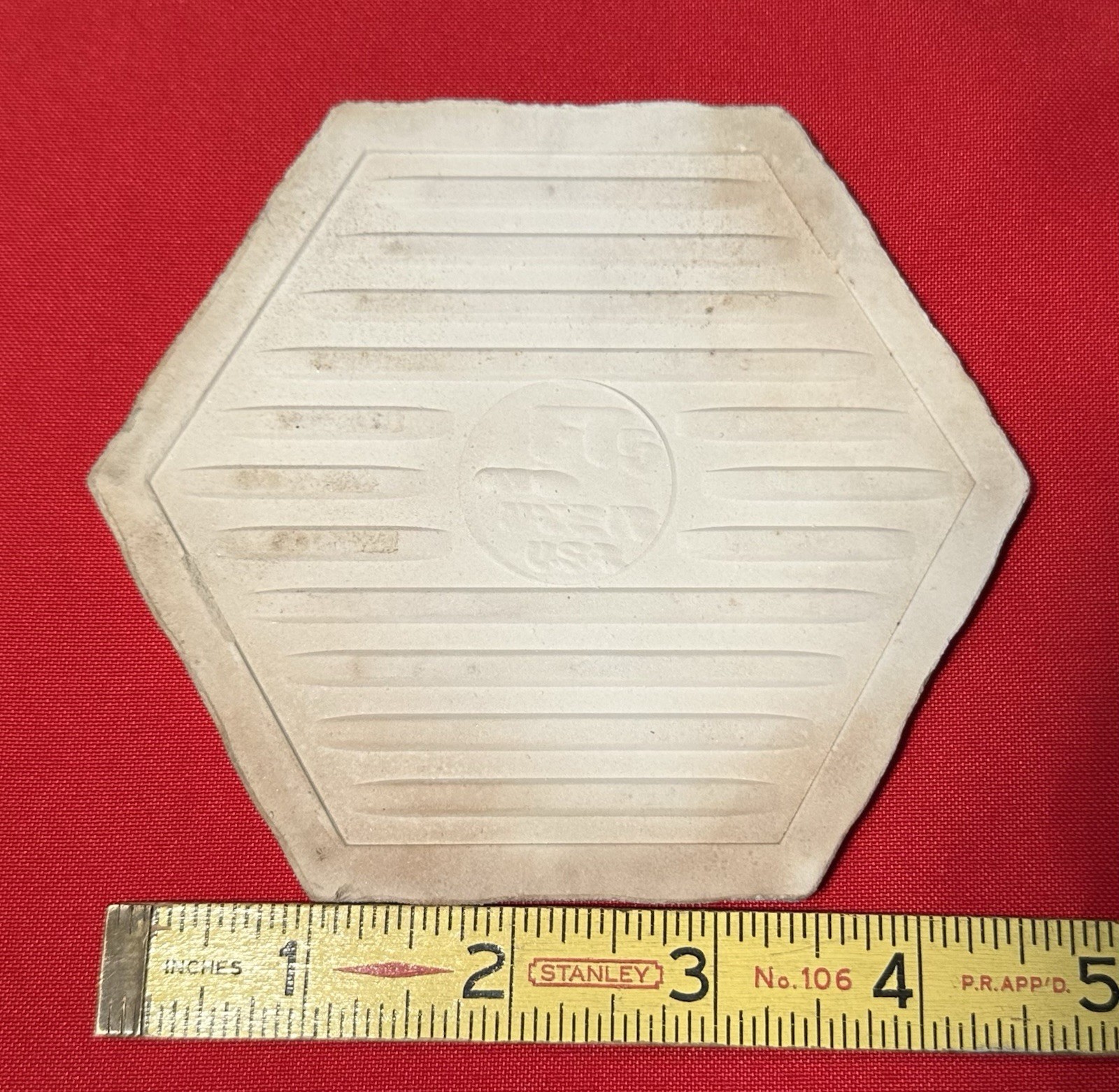 1 pc. 4-1/4″ Gold Dust: Hexagon Crystal Glazed Ceramic Tile by Florida Co. NOS