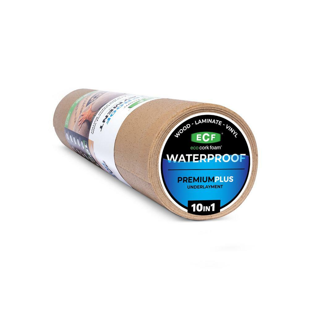 Eco Cork Foam Underlayment Tan Waterproof Attached Vapor Barrier Antimicrobial