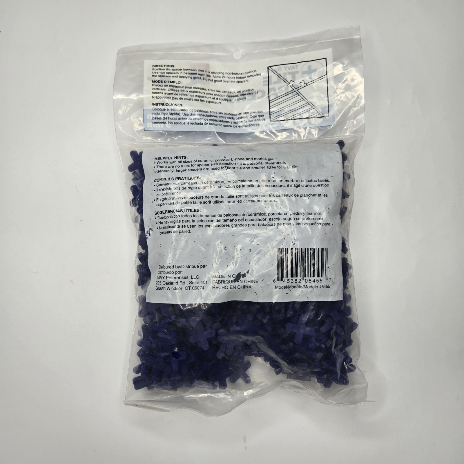 TAVY Basix 500-Pack 3/16″/ 5mm Blue Cross Plastic Tile Spacer