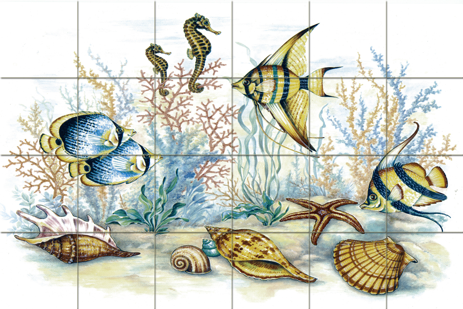 36 x 24 Art Underwater Under Sea Mural Ceramic Backsplash Bath Decor Tile
