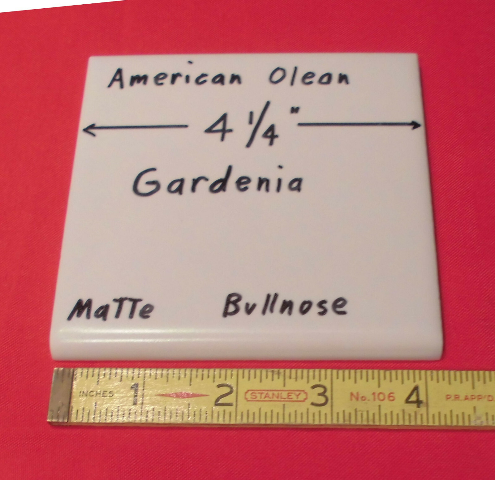 1 pc. Bullnose Ceramic Tile *Off-White – Gardenia* 4-1/4″ by American Olean #97