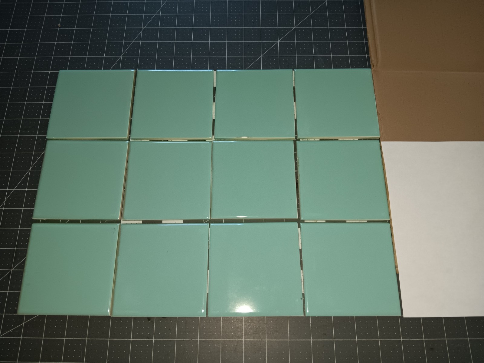 AQUAMARINE 12 pieces DK Vintage Tile Japan New Old Stock 4.25 square BULLNOSE