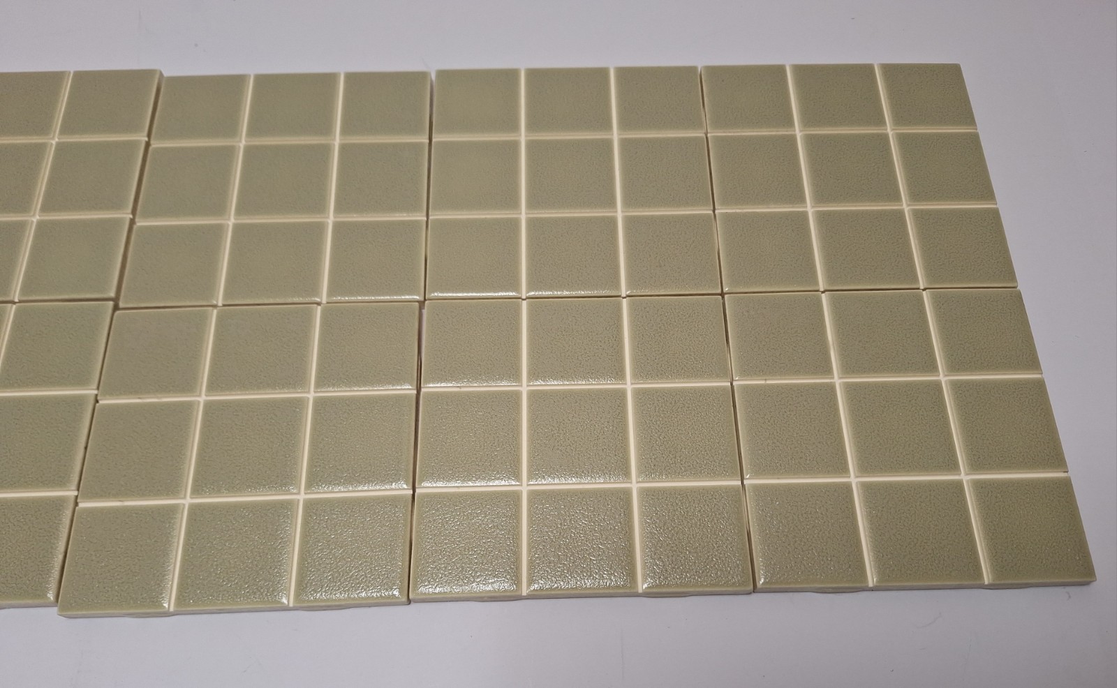 10 VTG American Olean 4-1/4″ Scored 9ths Tile Crystalline Avocado Green #377 NOS
