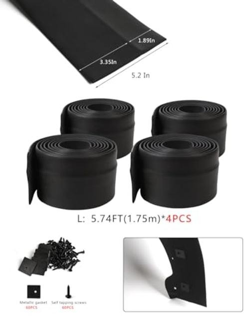 XmuxHai 5.2IN*5.74FT*4PCS Rubber Fender Extension Flexible Rubber Wheel Arch